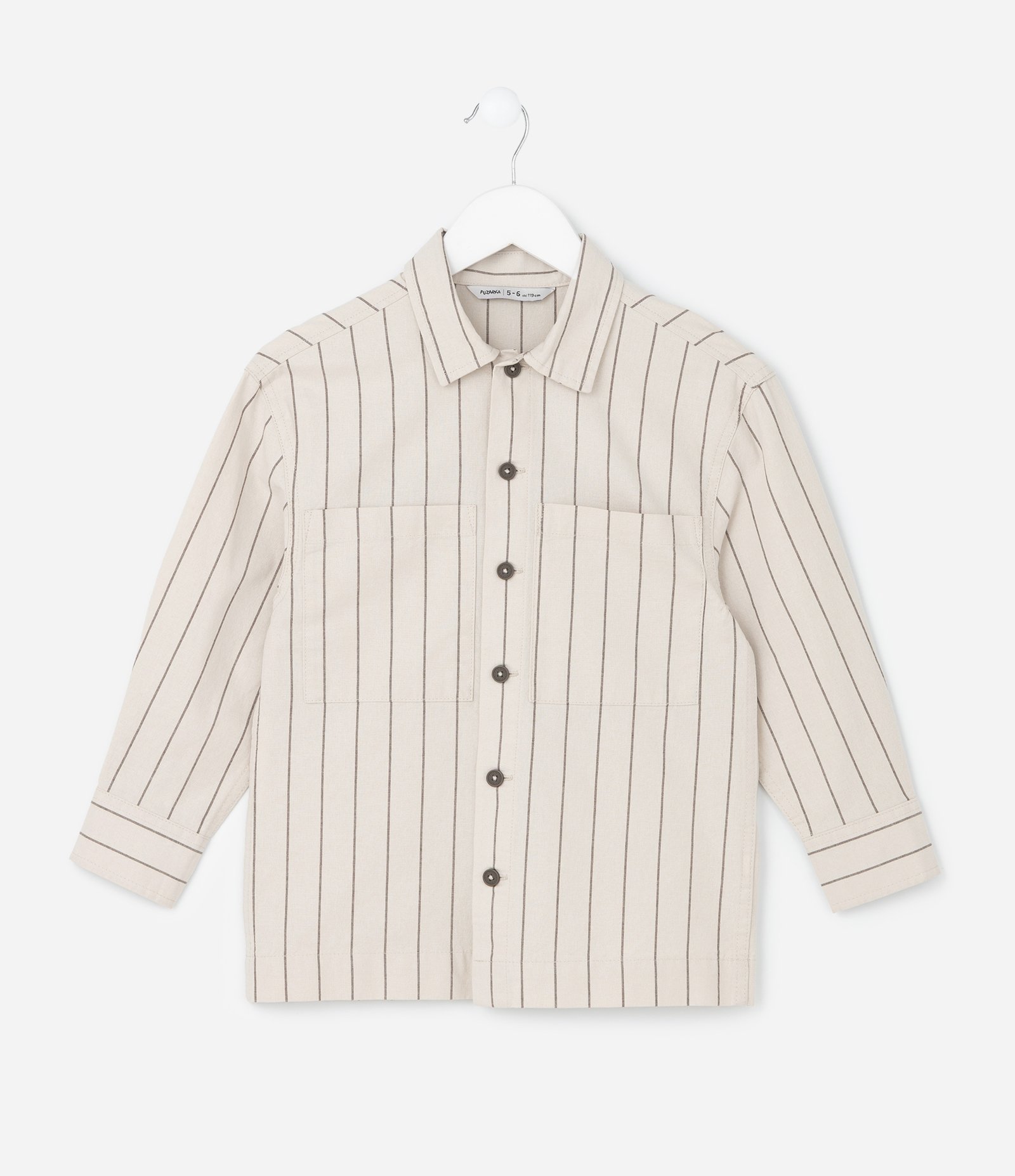 Camisa Infantil em Sarja com Estampa de Listra e Lettering Fast Speed - Tam 5 a 14 Anos Bege 1