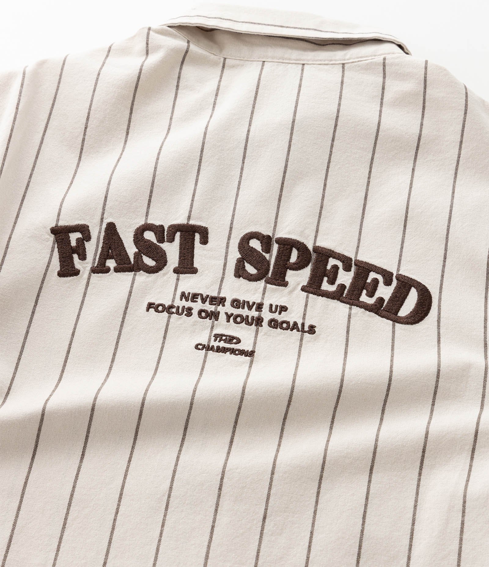 Camisa Infantil em Sarja com Estampa de Listra e Lettering Fast Speed - Tam 5 a 14 Anos Bege 7