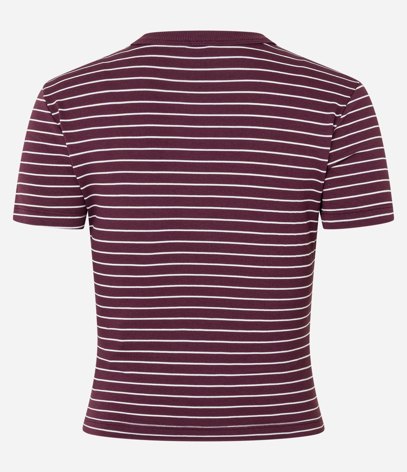Blusa Cropped em Ribana Básica Listrada Vinho 6