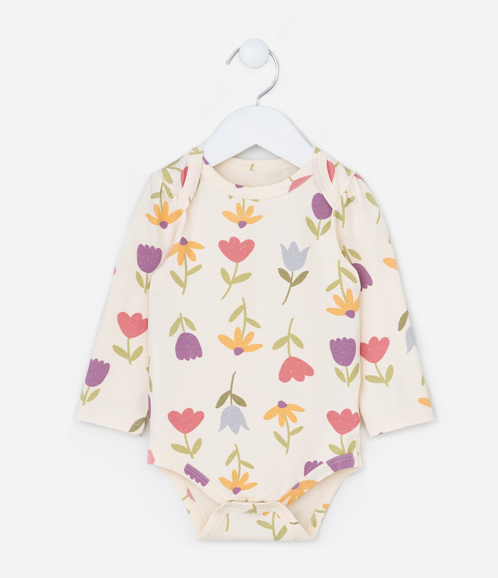 Body Infantil com Estampa Tulipinhas - Tam 0 a 24 meses Bege 1