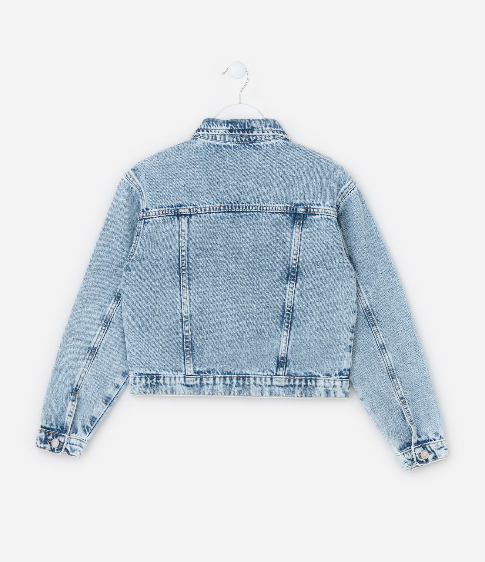 Jaqueta Curta Infantil em Jeans com Brilhos - TAM 5 A 14 Anos Azul 2