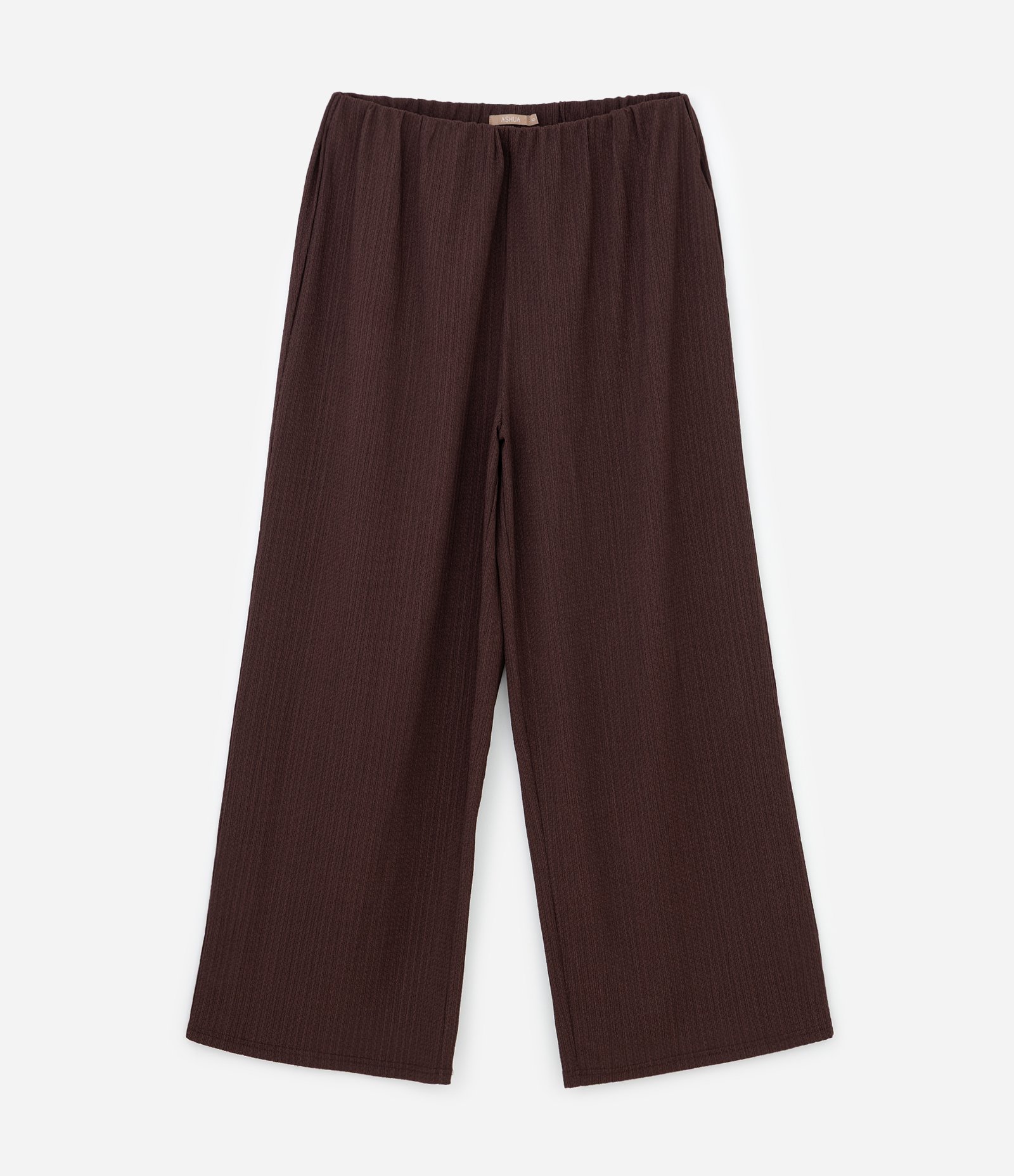 Calça Flare texturizada em Anarruga Curve e Plus Size Marrom 1