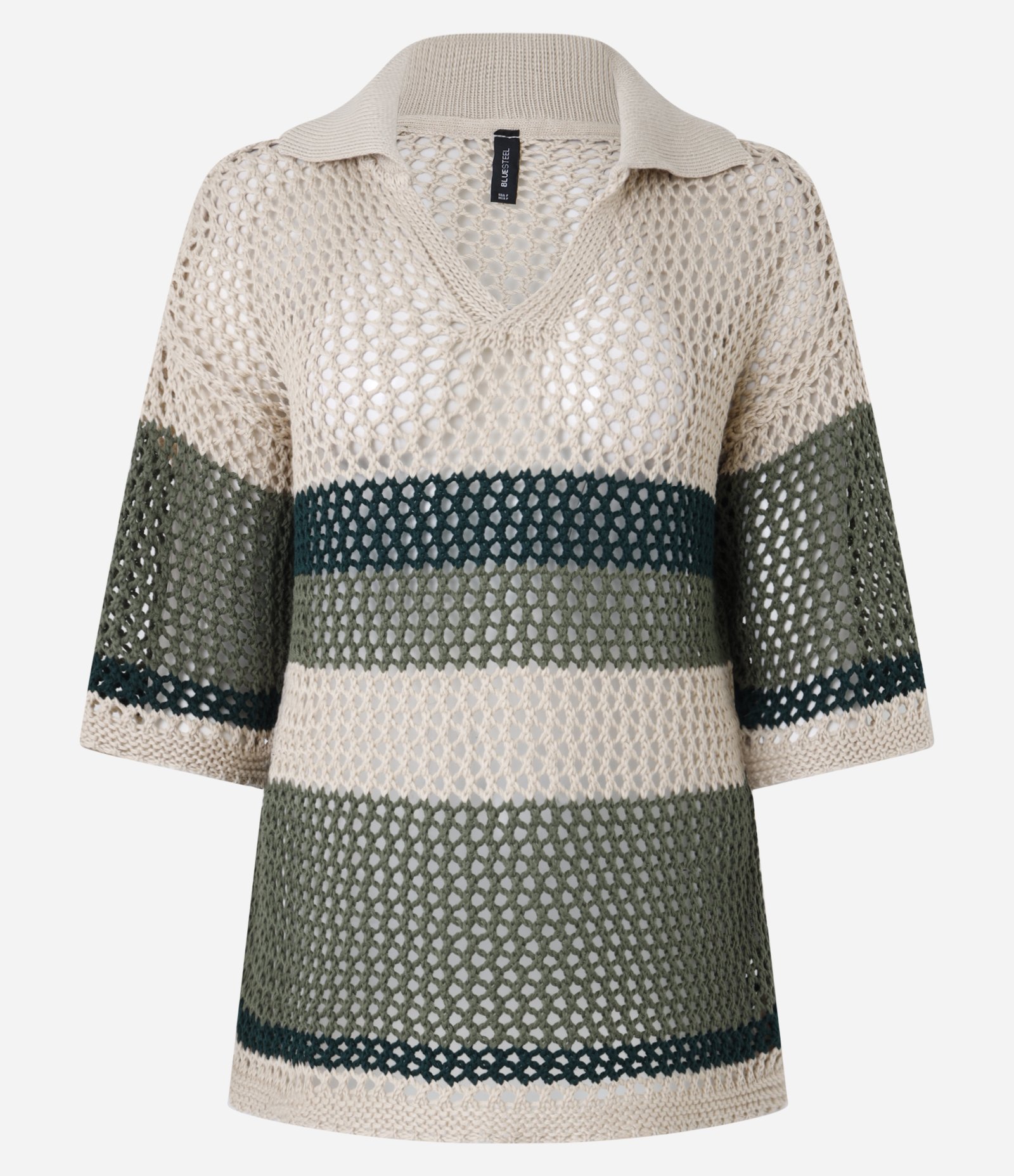 Camiseta Oversized em Tricô Texturizado e Gola Polo Bege 6