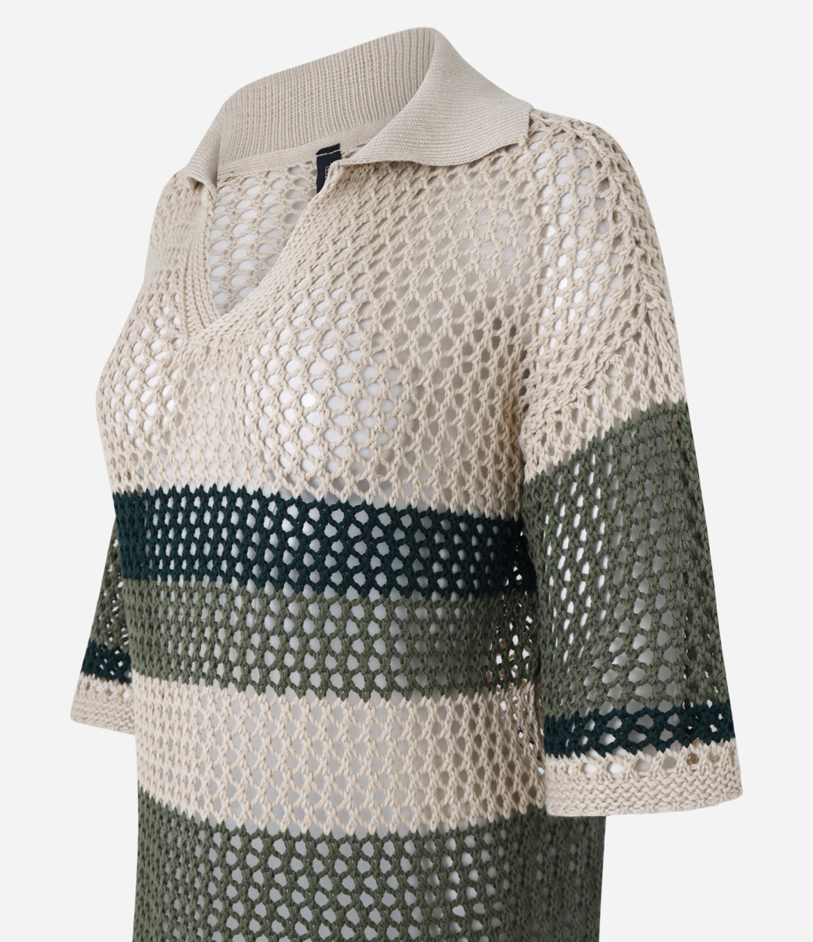 Camiseta Oversized em Tricô Texturizado e Gola Polo Bege 7