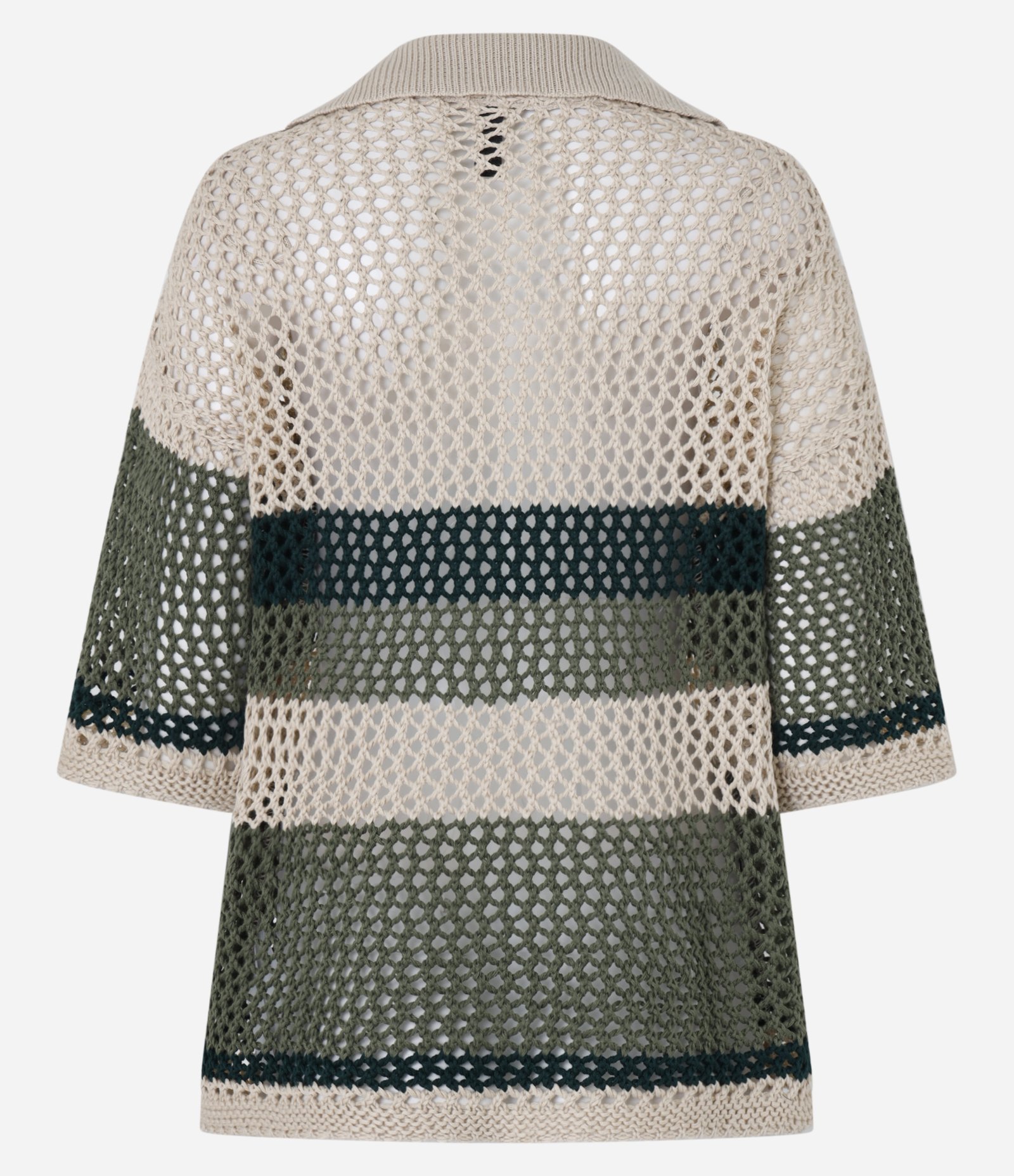 Camiseta Oversized em Tricô Texturizado e Gola Polo Bege 8