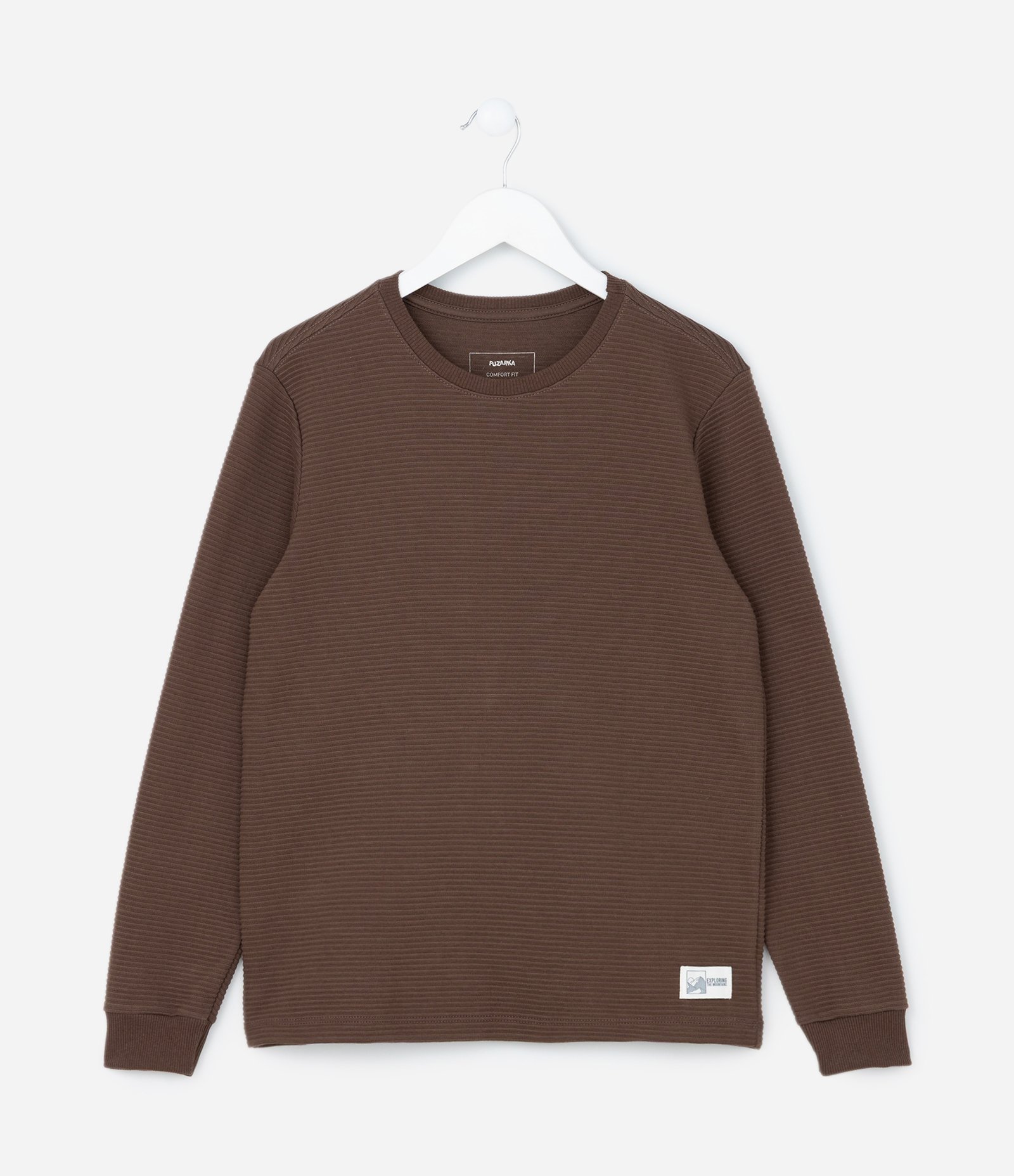 Camiseta Infantil Texturizada com Etiqueta na Barra - Tam 5 a 14 Anos Marrom 1