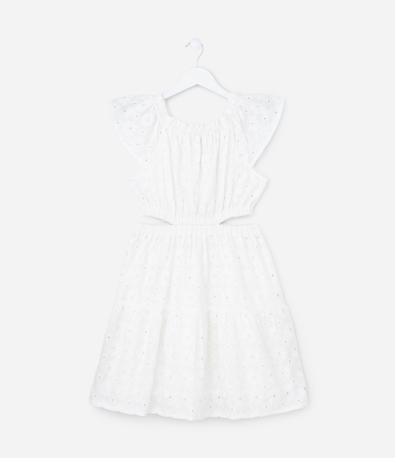 Vestido Marias Infantil em Laise com Cut Out - Tam 5 a 14 Anos Branco 1