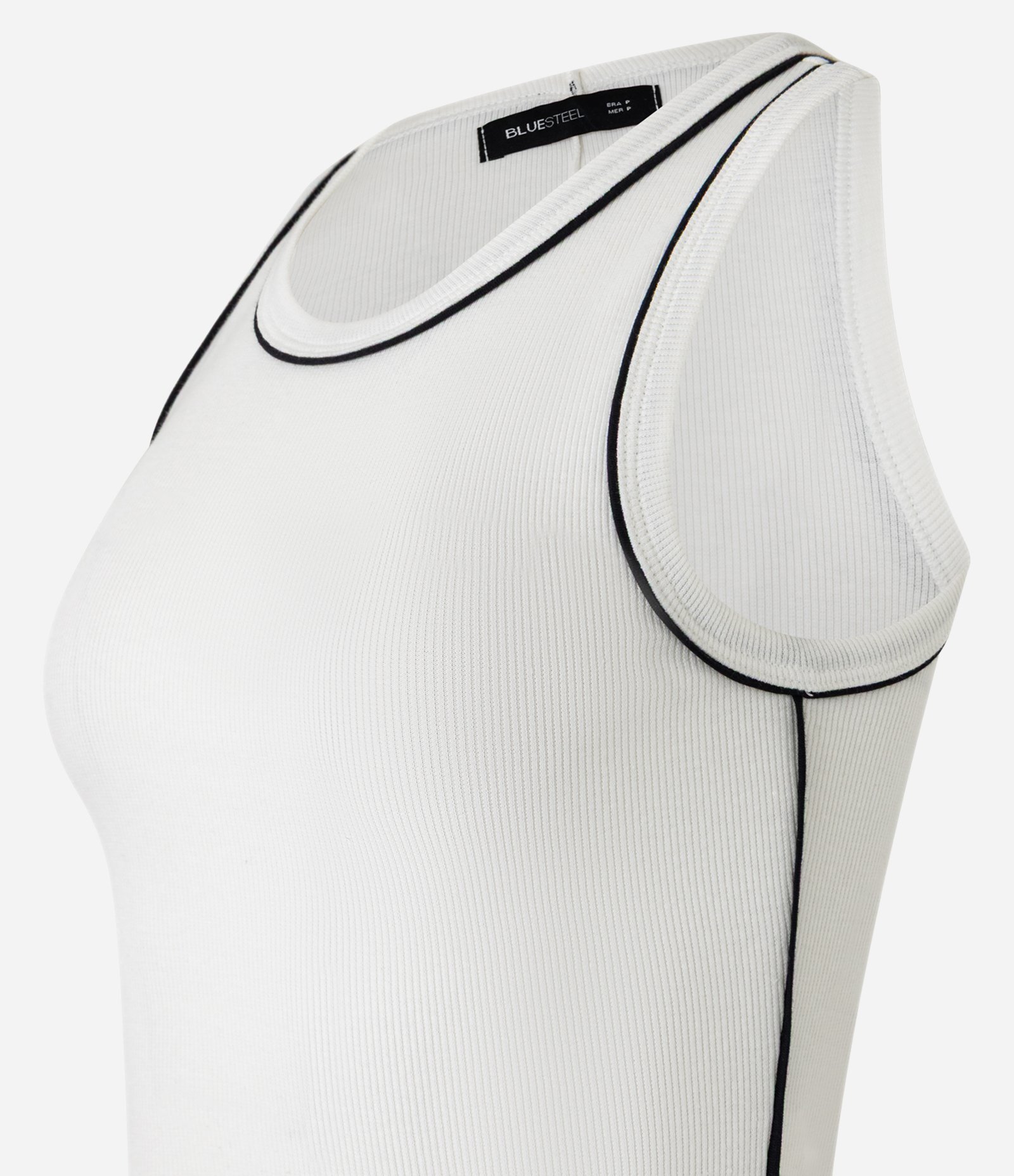 Regata em Ribana com Frisos Contrastantes Branco 5