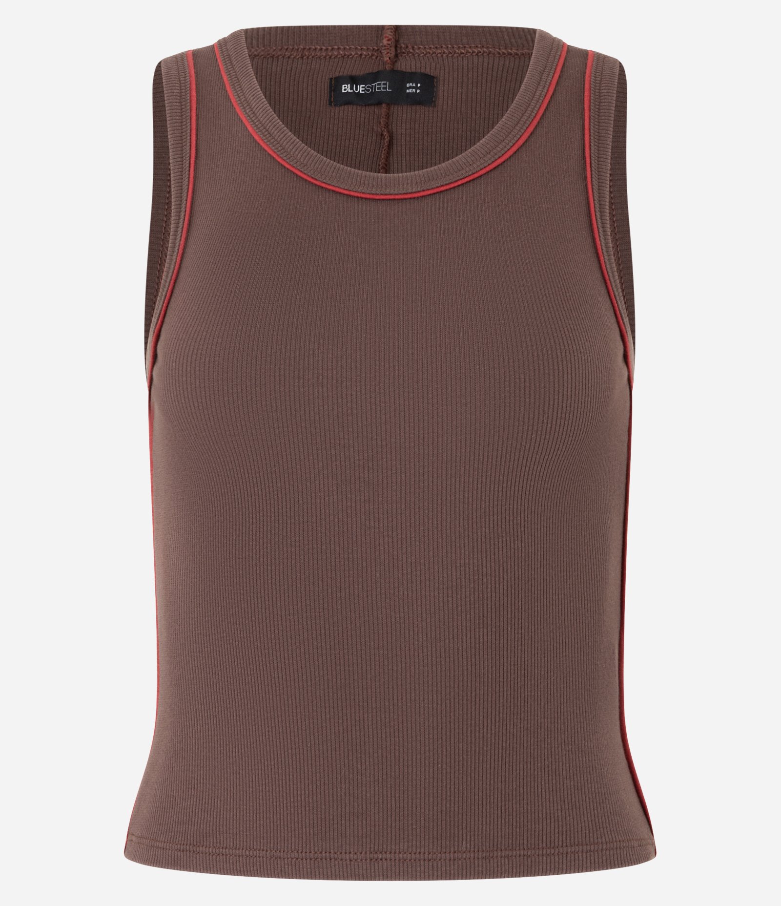 Regata em Ribana com Frisos Contrastantes Marrom 5