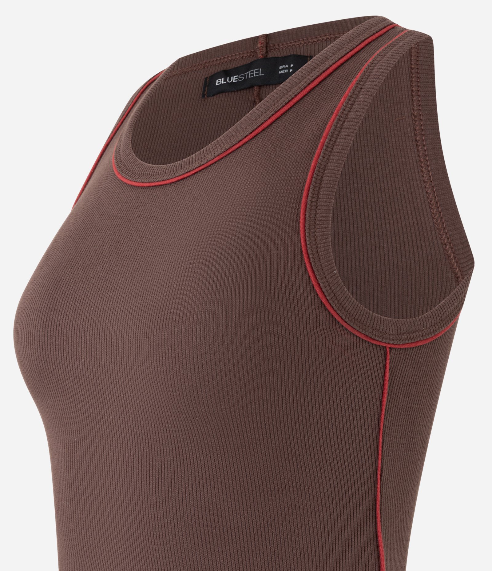 Regata em Ribana com Frisos Contrastantes Marrom 6