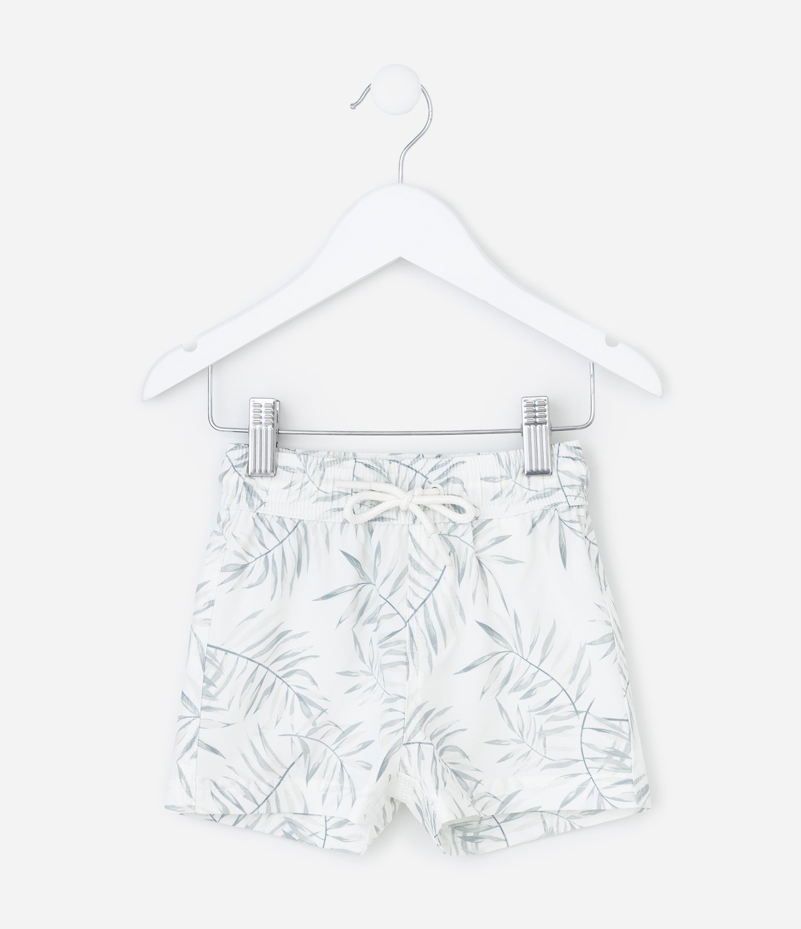 Bermuda Infantil com Estampa Folhagem - Tam 1 a 6 Anos Branco 2