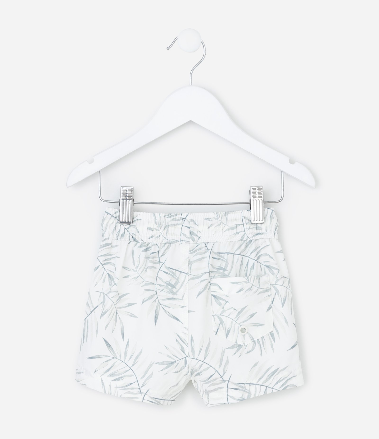 Bermuda Infantil com Estampa Folhagem - Tam 1 a 6 Anos Branco 3
