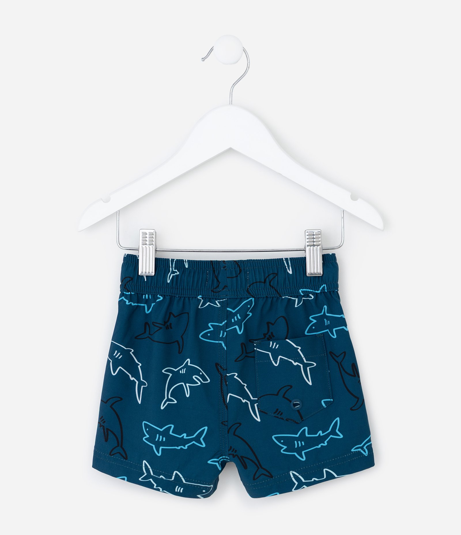 Bermuda Infantil com Estampa de Tubarão - Tam 1 a 6 Anos Azul 3
