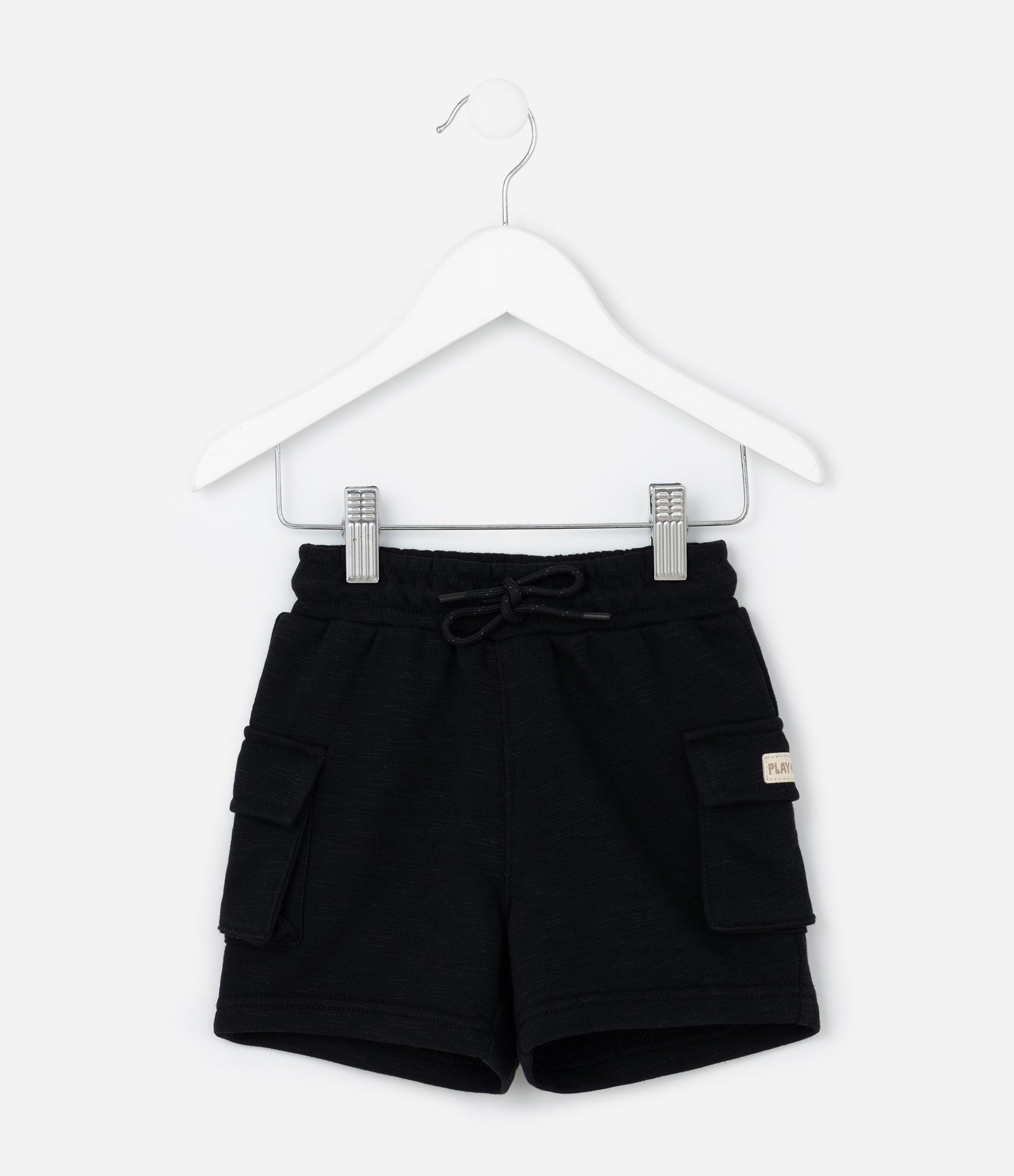Bermuda Infantil em Moletom com Bolso Cargo - Tam 1 a 6 Anos Preto 1