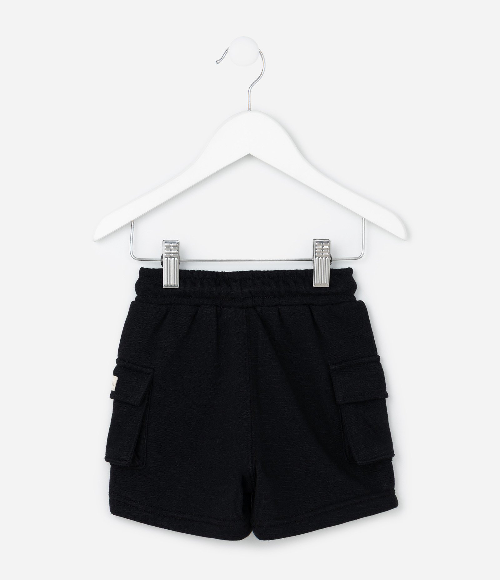 Bermuda Infantil em Moletom com Bolso Cargo - Tam 1 a 6 Anos Preto 2