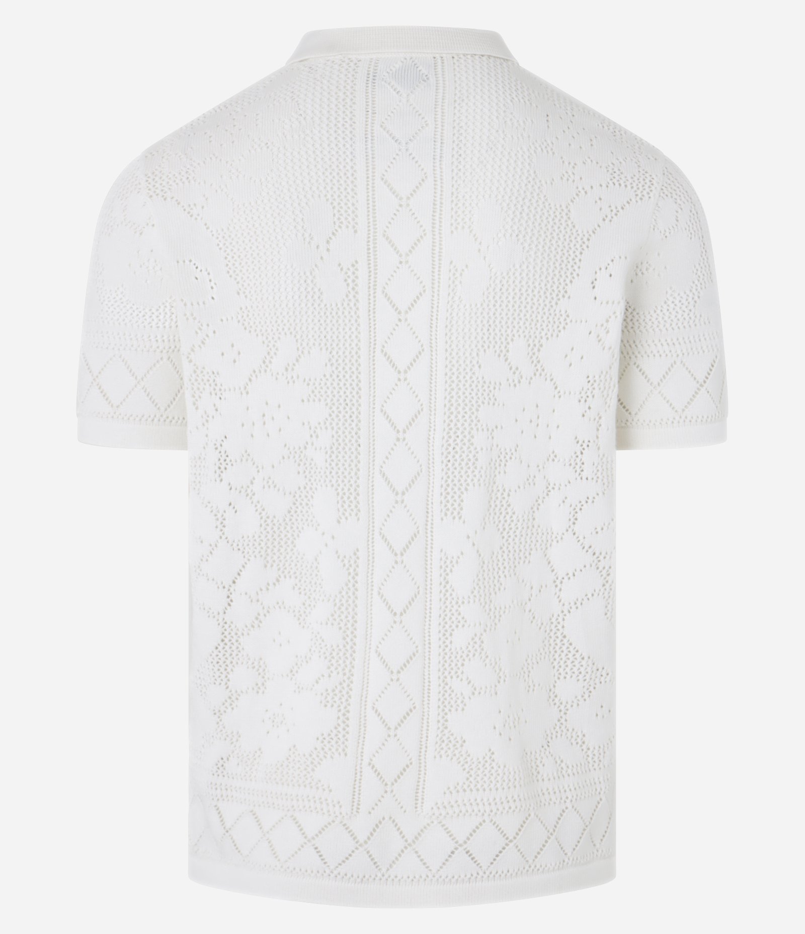 Camisa Regular em Algodão com Textura e Efeito Crochê Off White 8