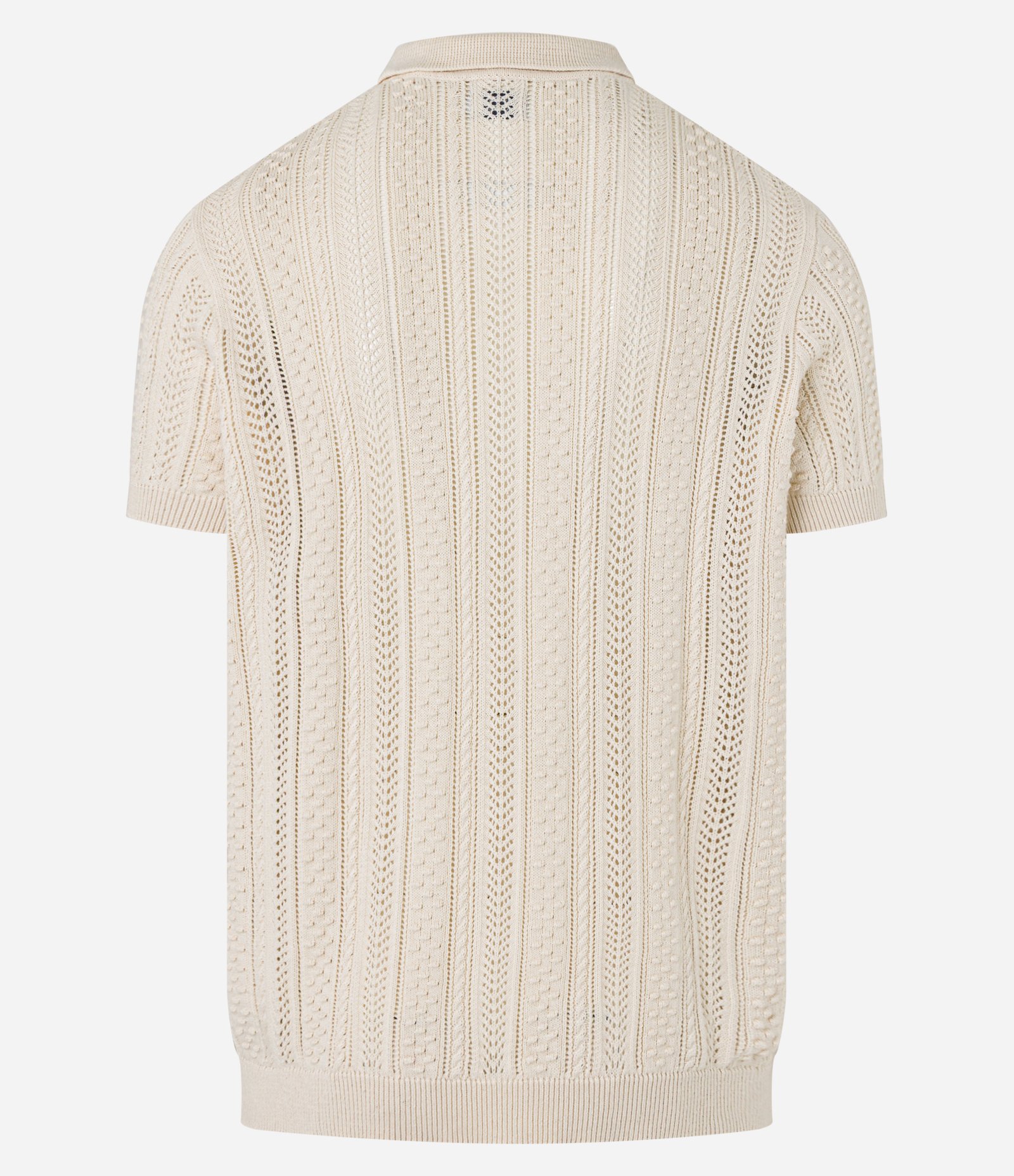 Camisa Polo Texturizada com Pontos Abertas Bege 3