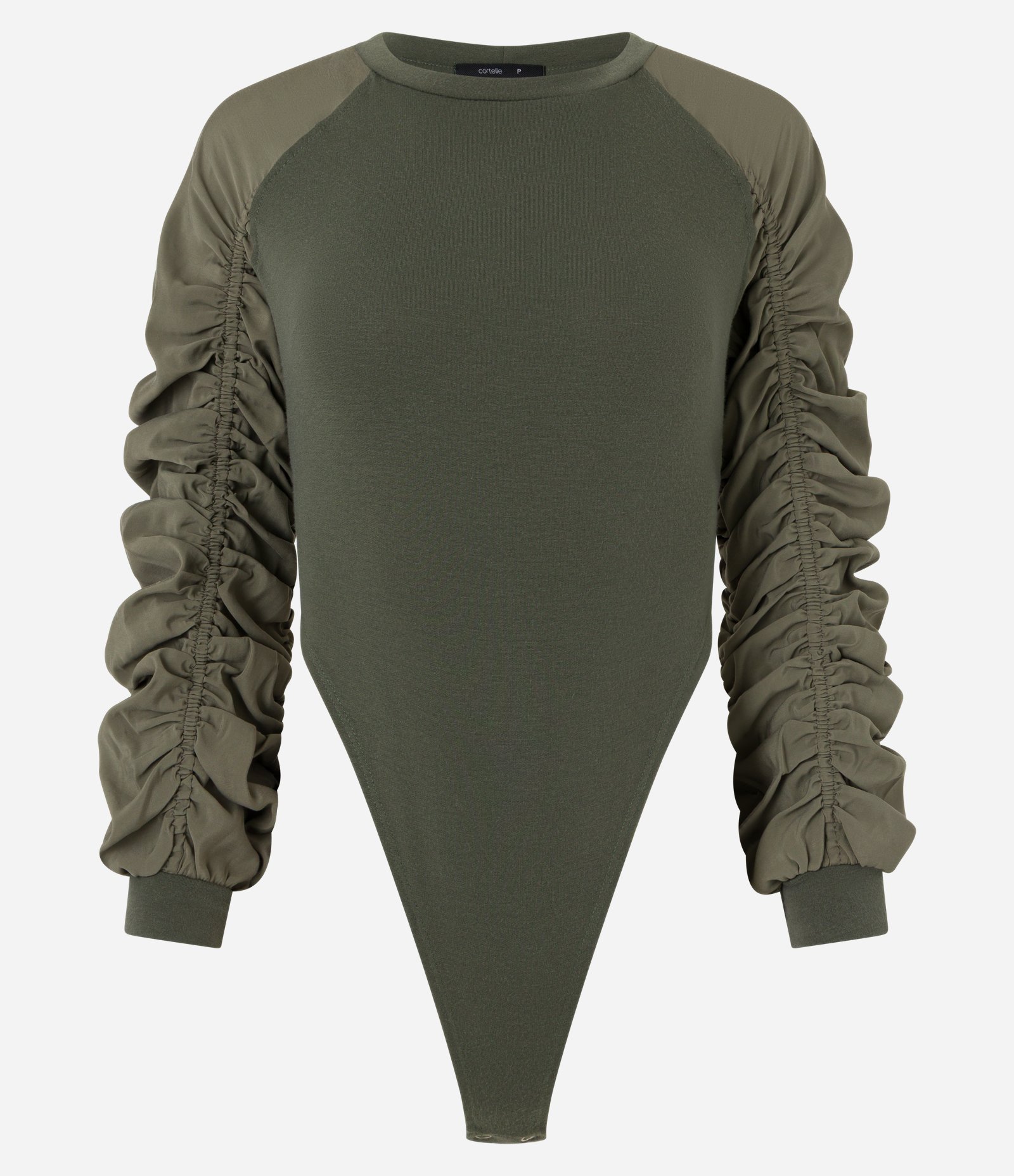 Body em Moletom com Efeito Franzido na Manga Verde 3