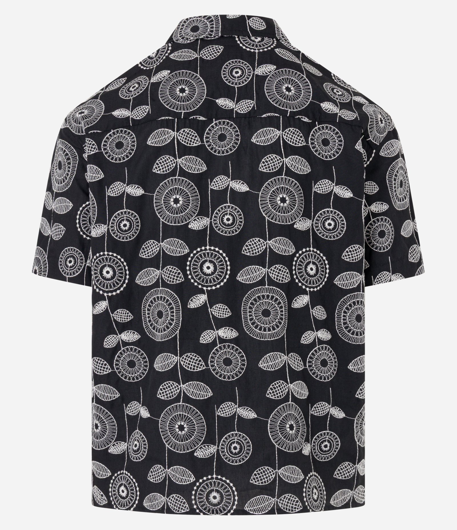 Camisa em Jacquard com Estampa Bordada de Folhagem Preto 9