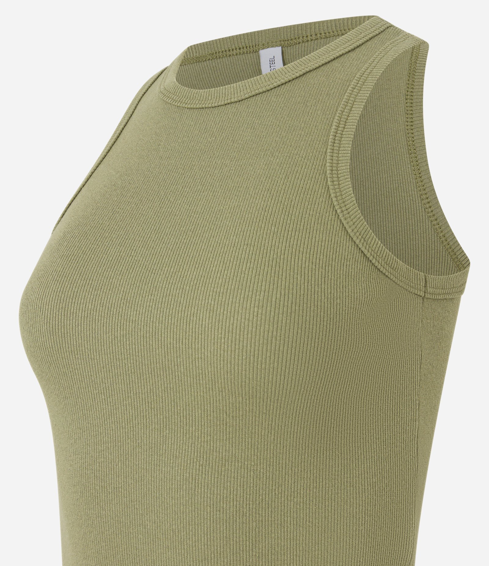 Blusa Regata Básica em Ribana com Leve Textura Verde 5