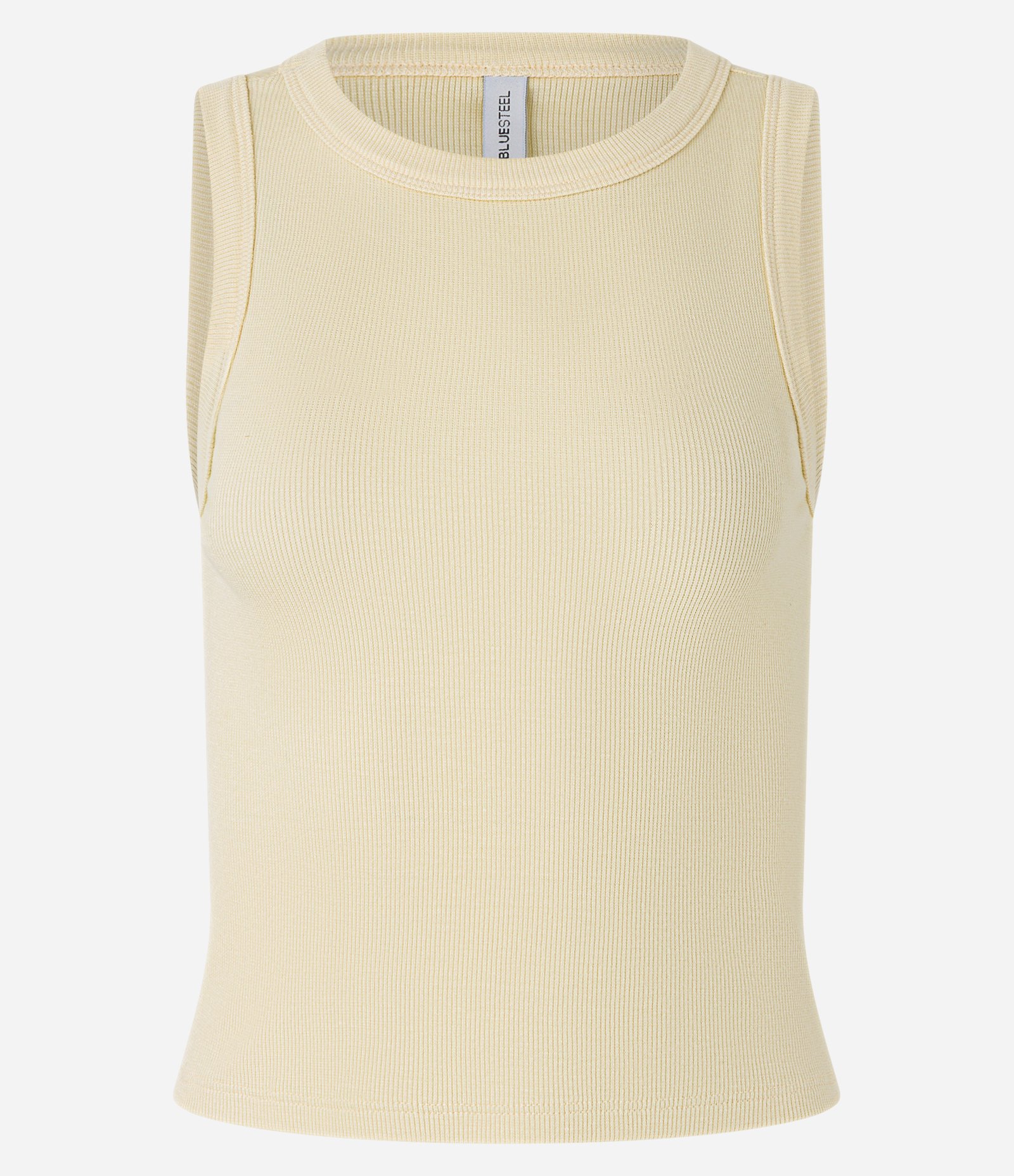 Regata Cropped Básica em Ribana Canelada Bege Creme 6