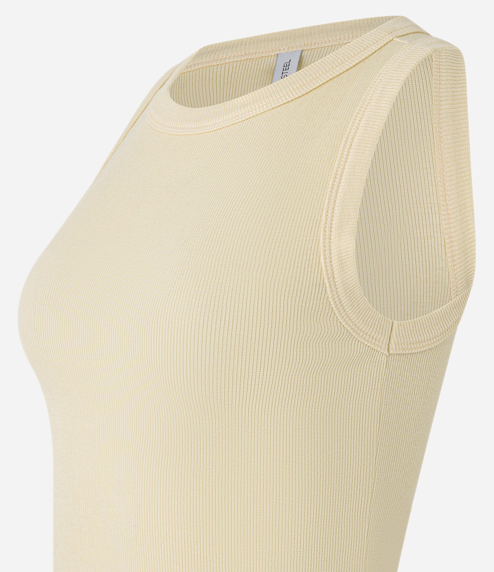 Regata Cropped Básica em Ribana Canelada Bege Creme 7