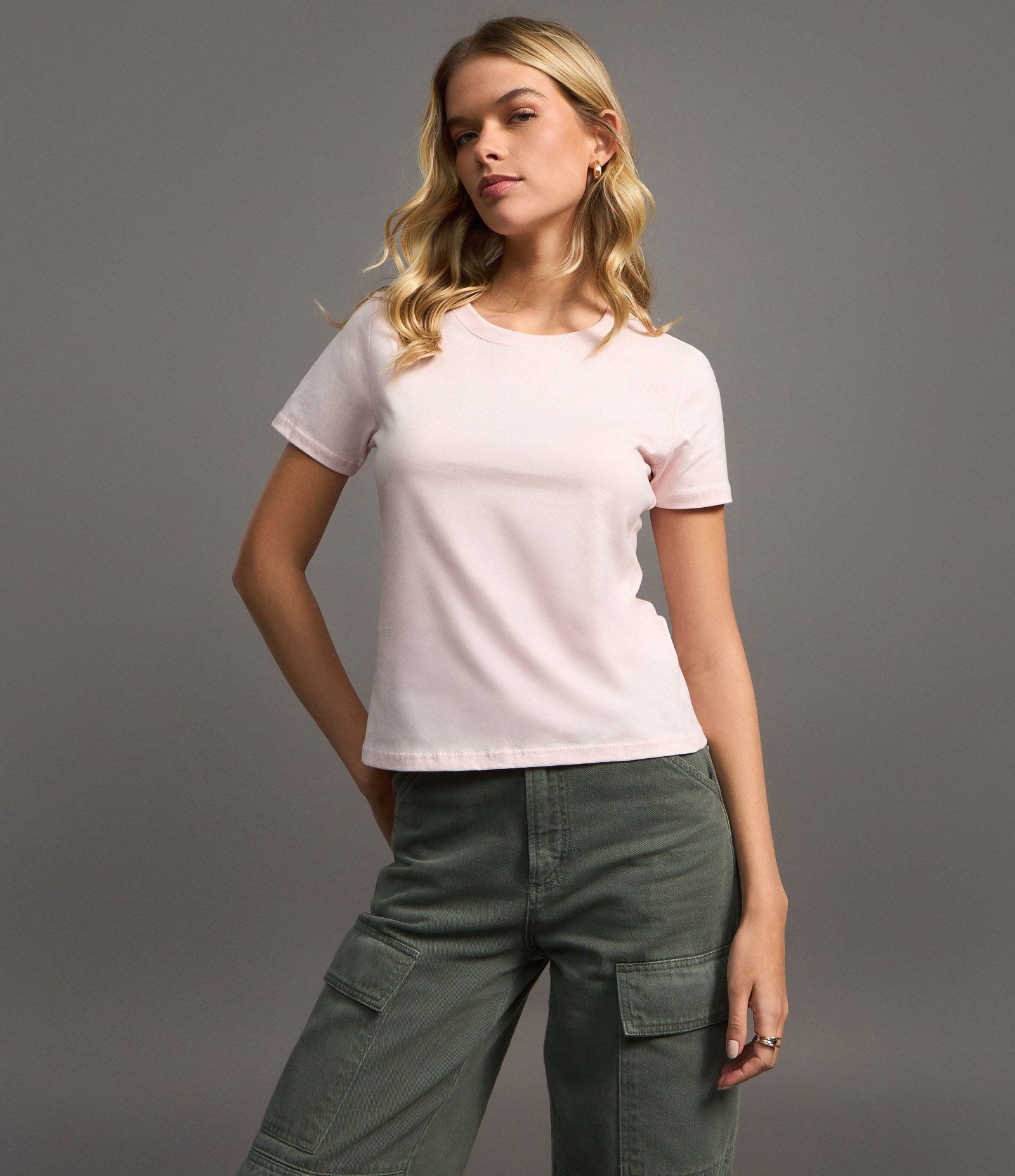 Camiseta Regular Básica em Algodão Rosa Claro 5