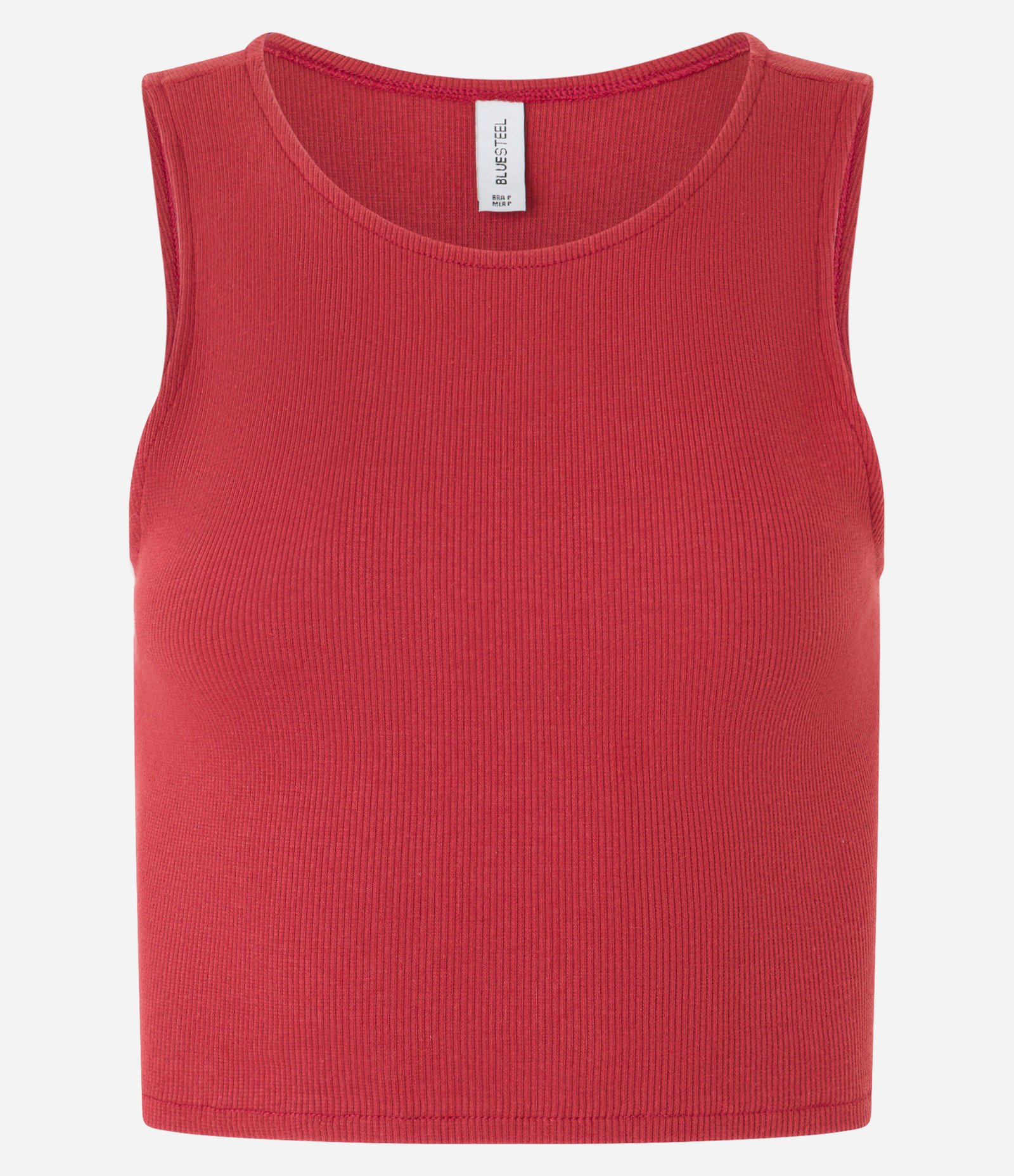 Blusa Cropped sem Manga em Algodão com Textura Canelada Vermelho 5