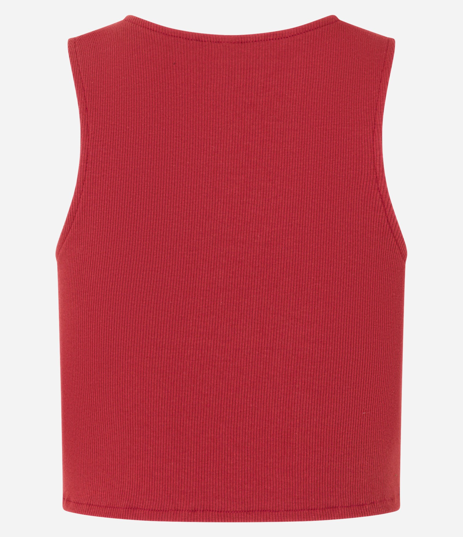 Blusa Cropped sem Manga em Algodão com Textura Canelada Vermelho 7