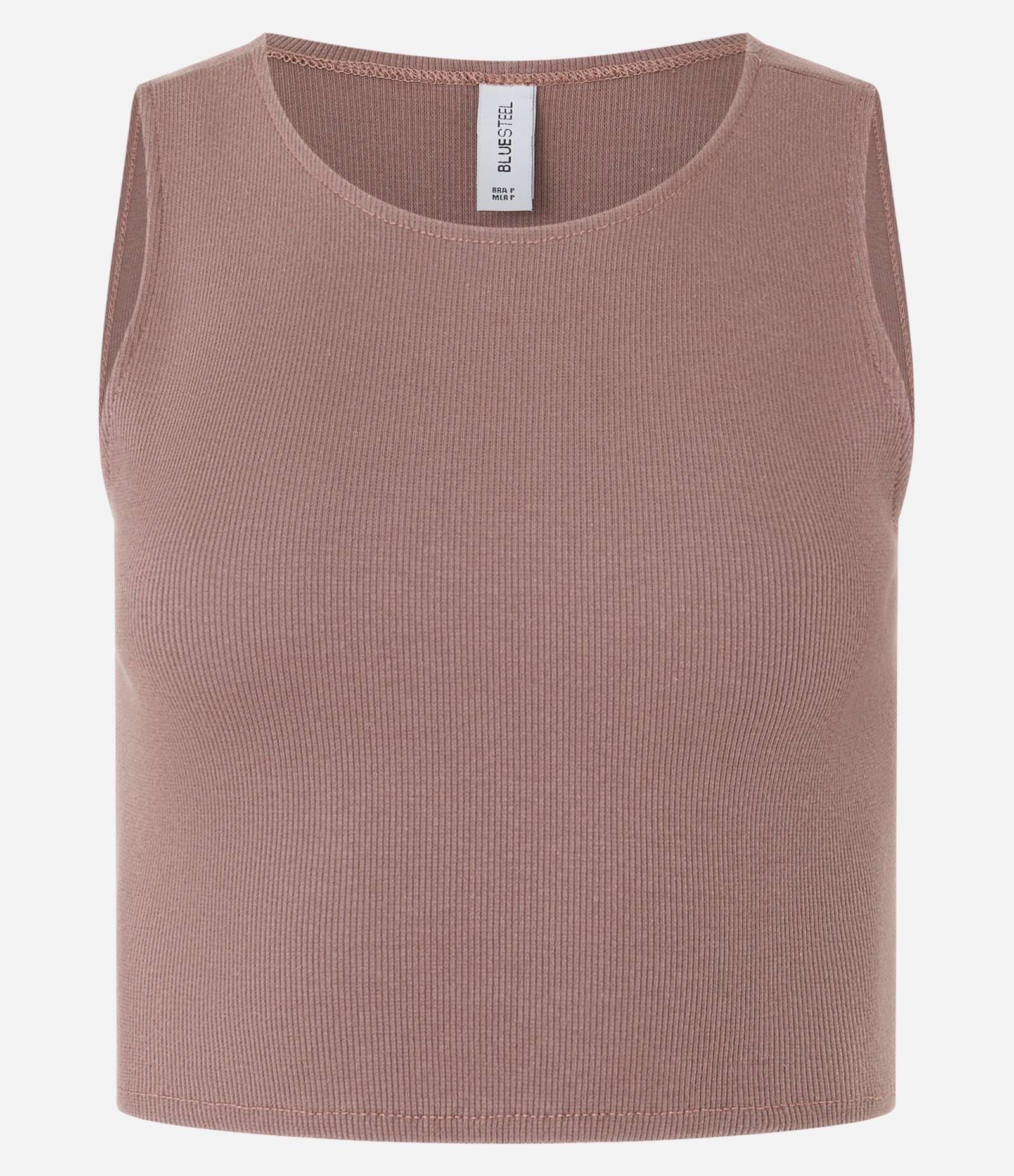 Blusa Cropped sem Manga em Algodão com Textura Canelada Marrom 4