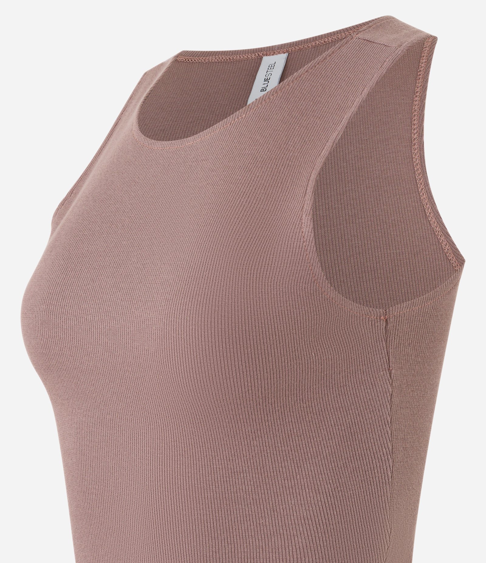 Blusa Cropped sem Manga em Algodão com Textura Canelada Marrom 5