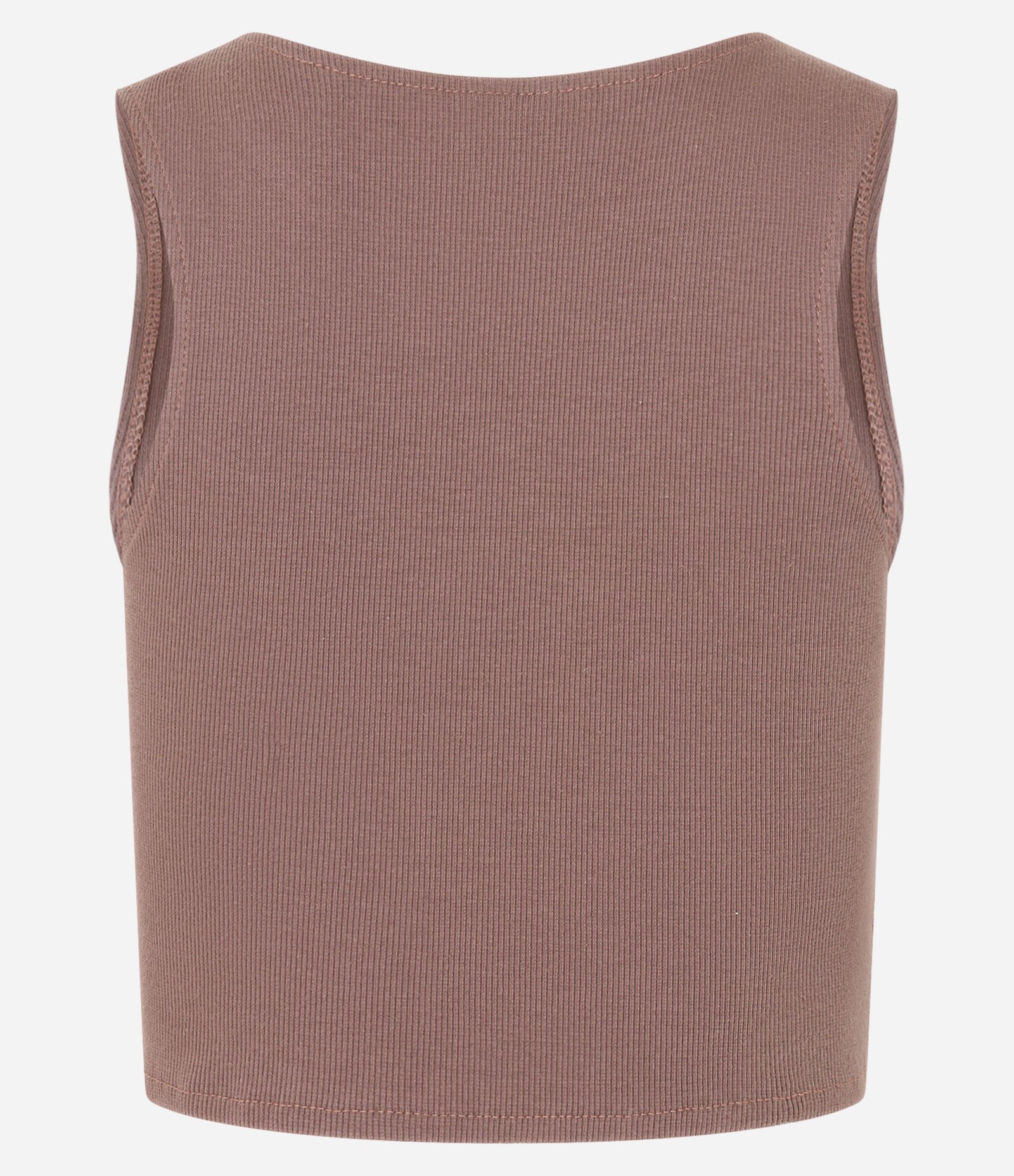 Blusa Cropped sem Manga em Algodão com Textura Canelada Marrom 6
