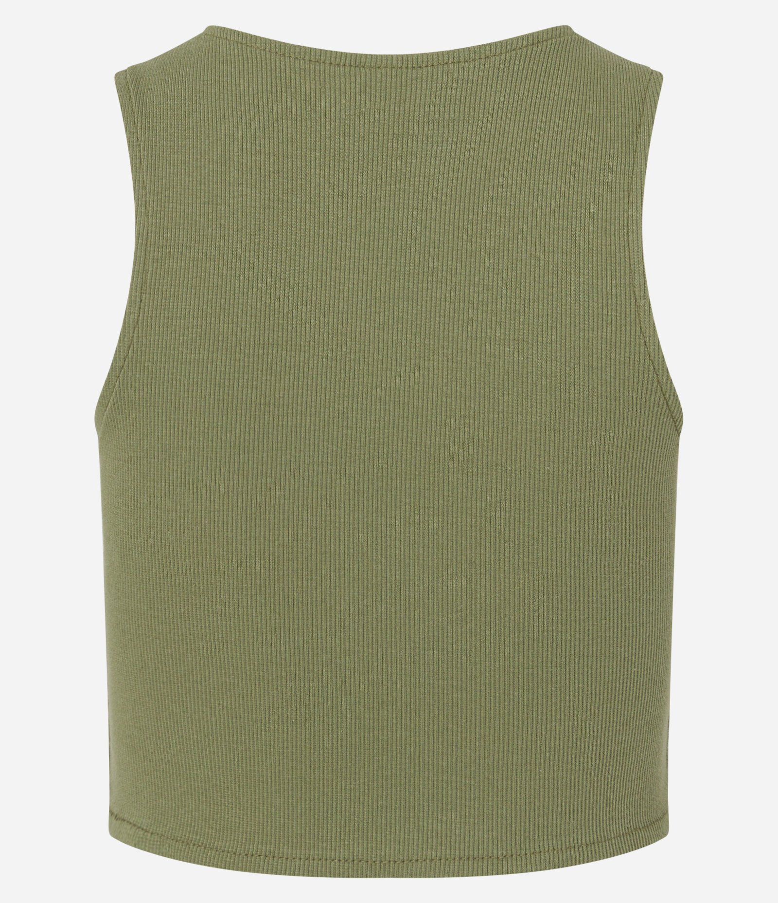 Blusa Cropped sem Manga em Algodão com Textura Canelada Verde 8