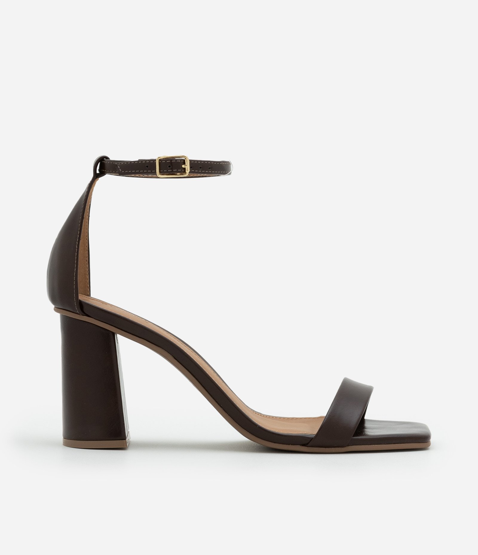 Sandália com Salto Alto Grosso Marrom 1