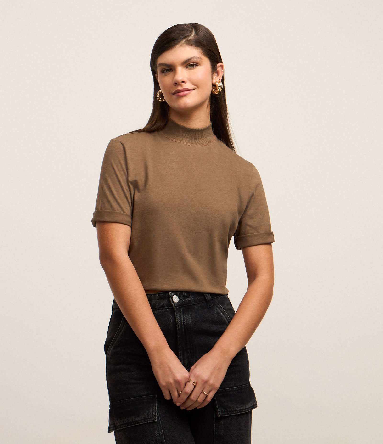 Camiseta em Algodão com Golinha Verde 1