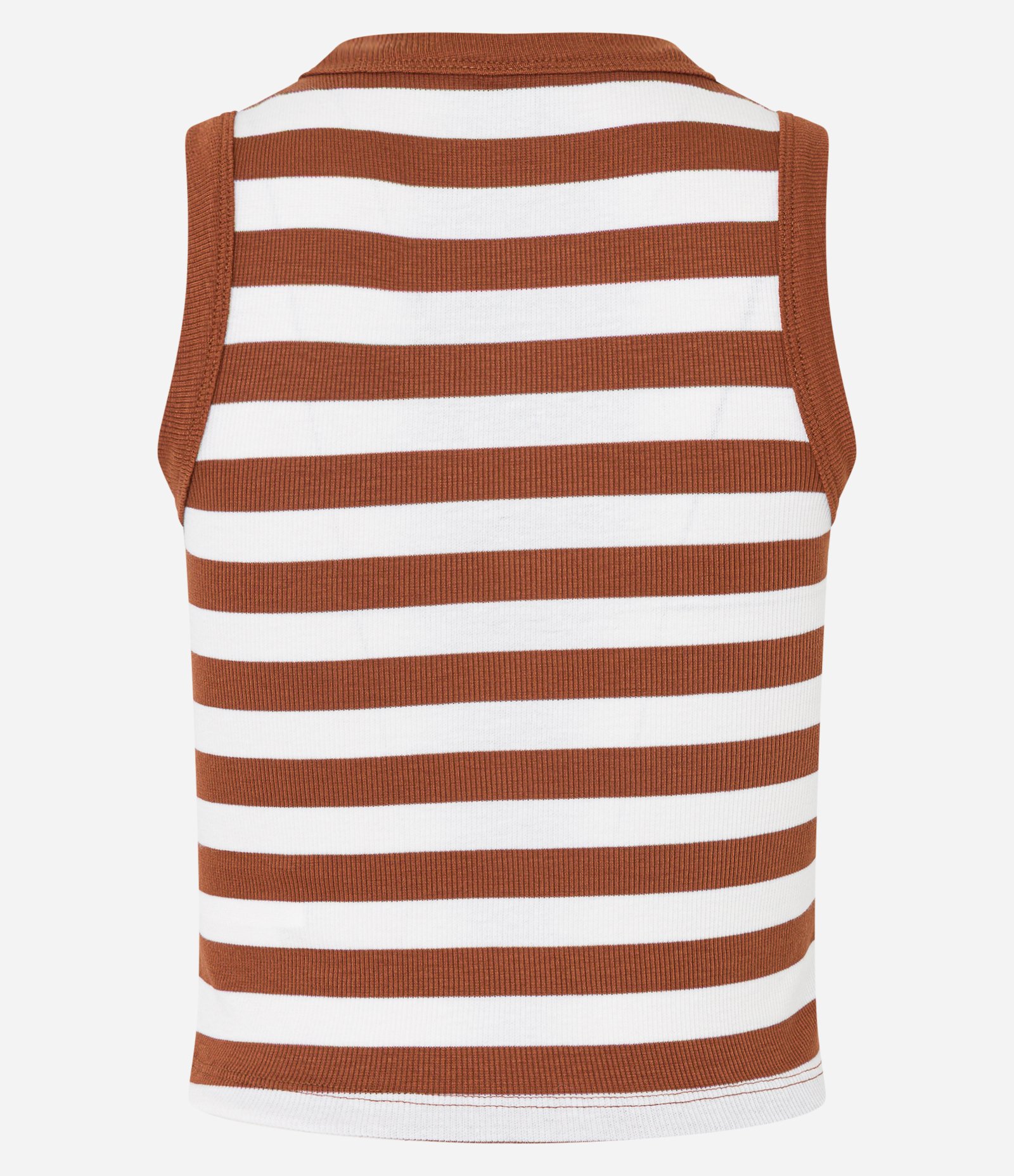 Blusa Regata em Viscose Listrada e com Textura Marrom 7