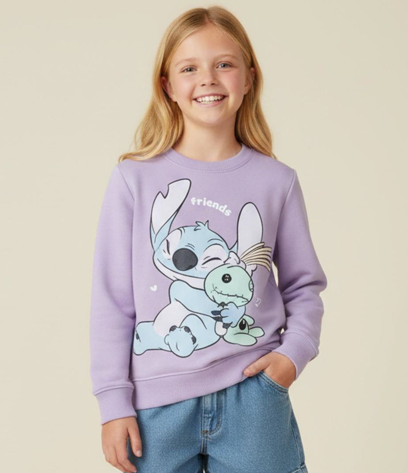 Casaco Infantil com Estampa Stitch e Xepa Abraçados - Tam 1 a 14 Anos Lilás 1