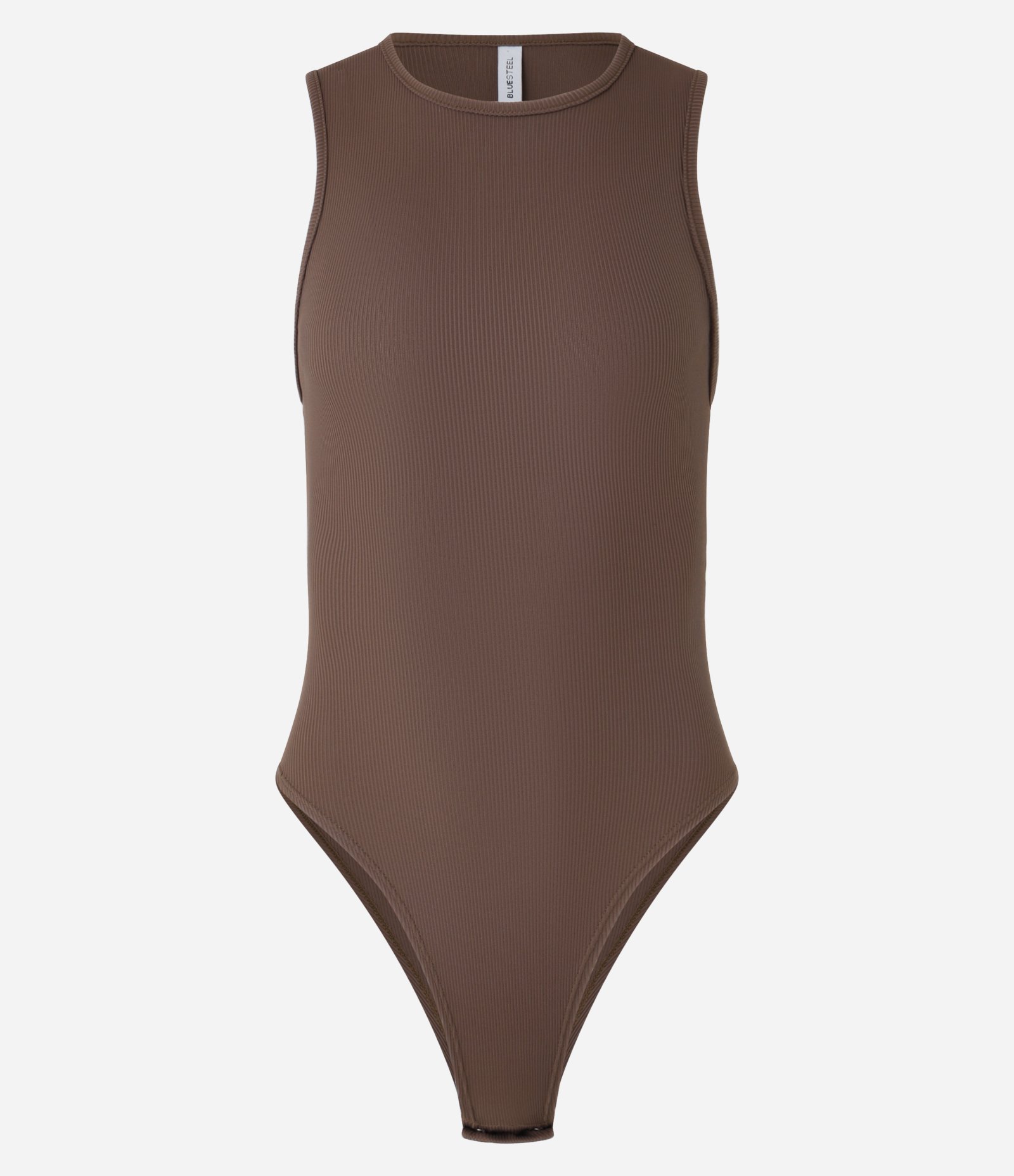 Body sem Manga em Ribana de Poliamida Marrom 6