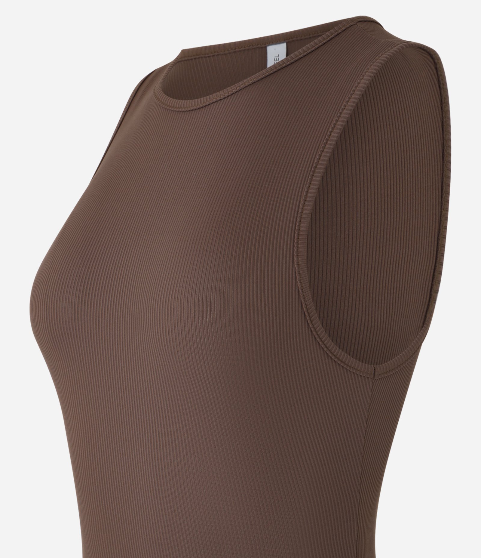 Body sem Manga em Ribana de Poliamida Marrom 7