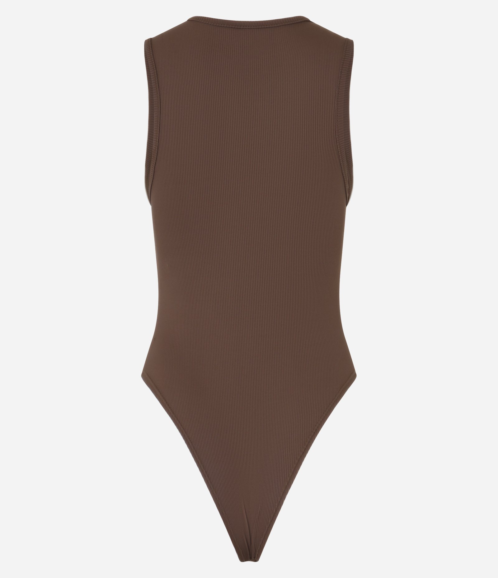 Body sem Manga em Ribana de Poliamida Marrom 8