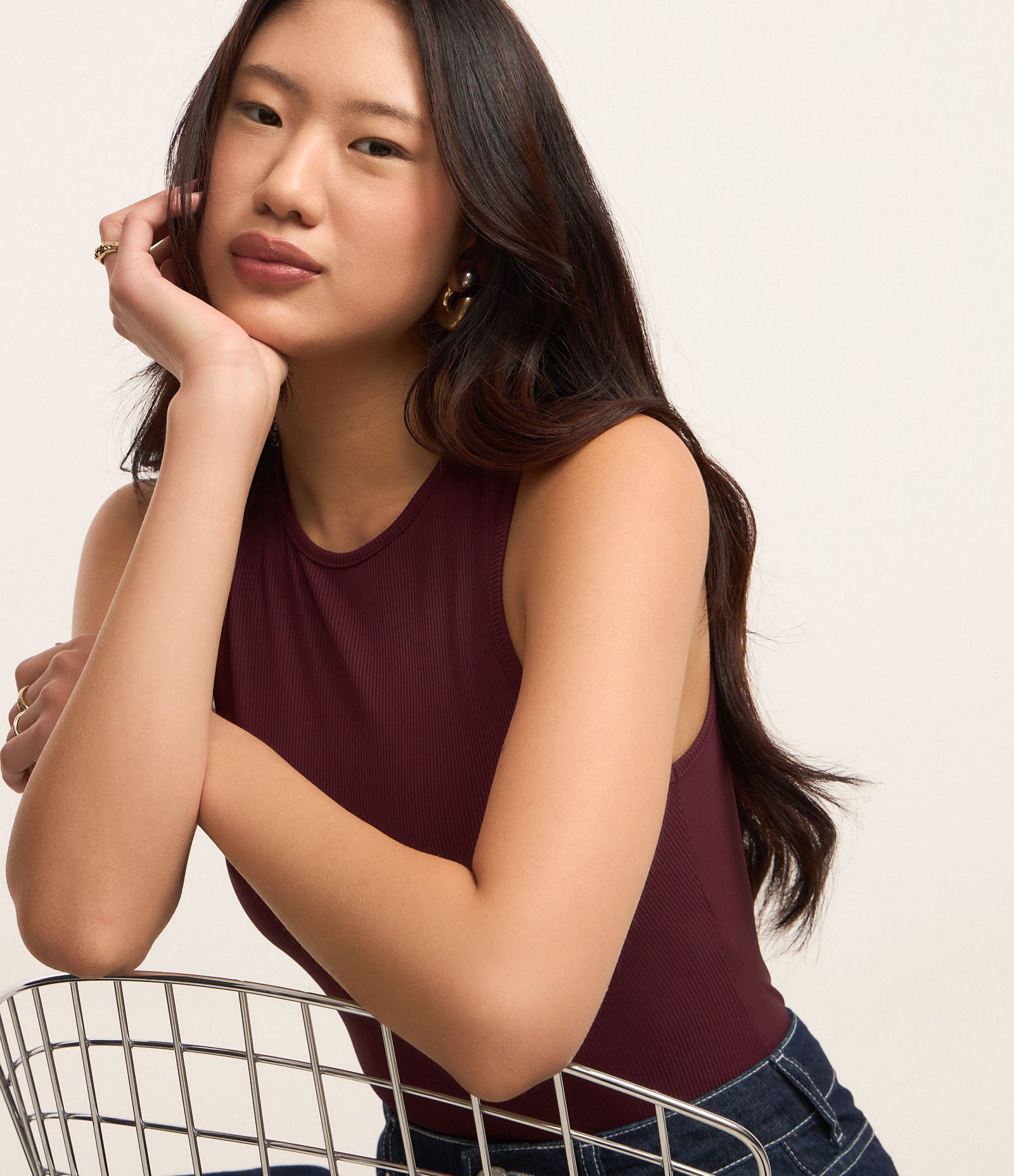 Body sem Manga em Ribana de Poliamida Vinho 3