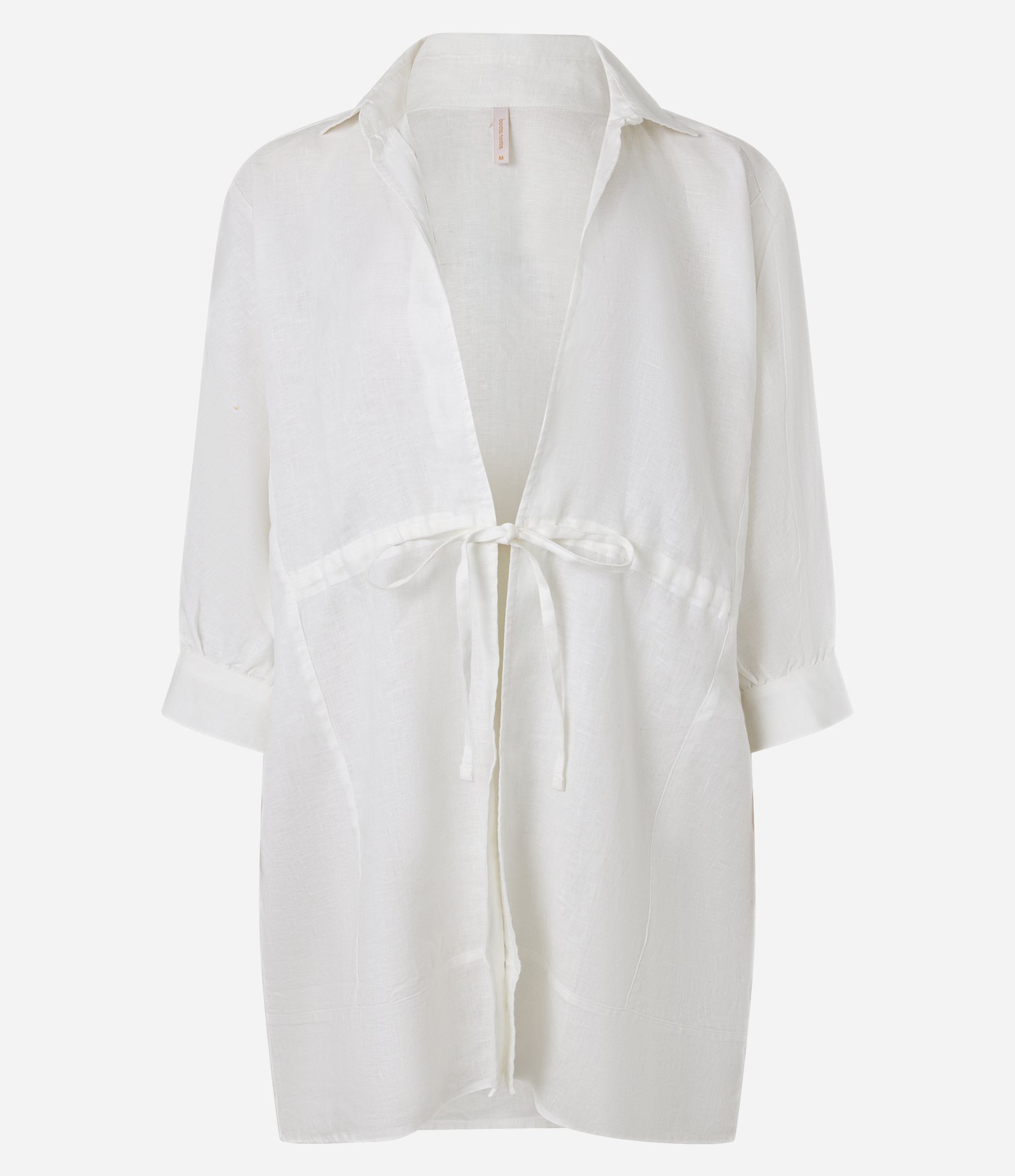 Saída de Praia Bata em Linho Puro com Amarração Frontal Branco 7