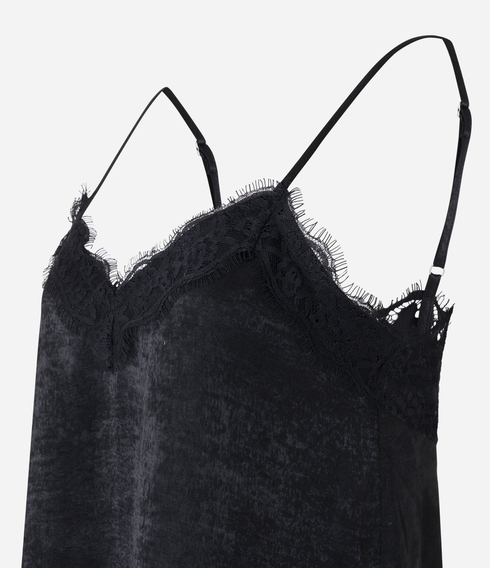 Blusa em Cetim com Detalhes em Renda Preto 7