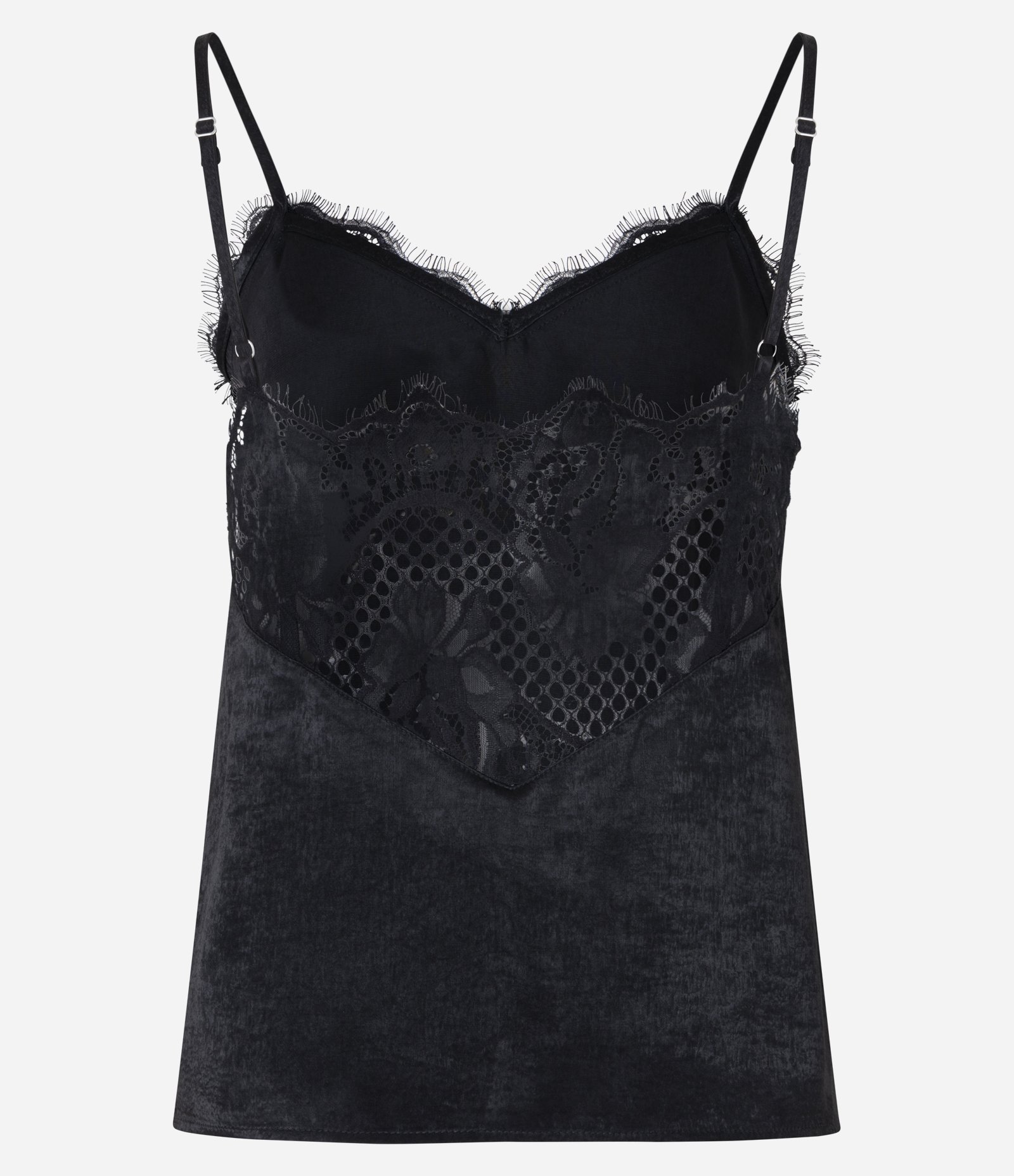 Blusa em Cetim com Detalhes em Renda Preto 8