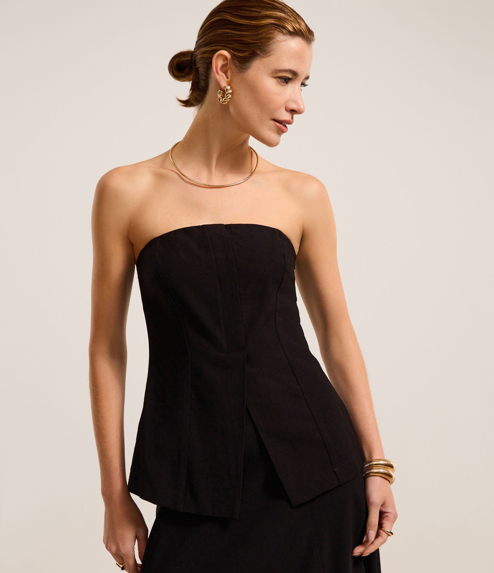 Blusa Tomara Que Caia Alfaiatada com Lastex nas Costas Preto 1