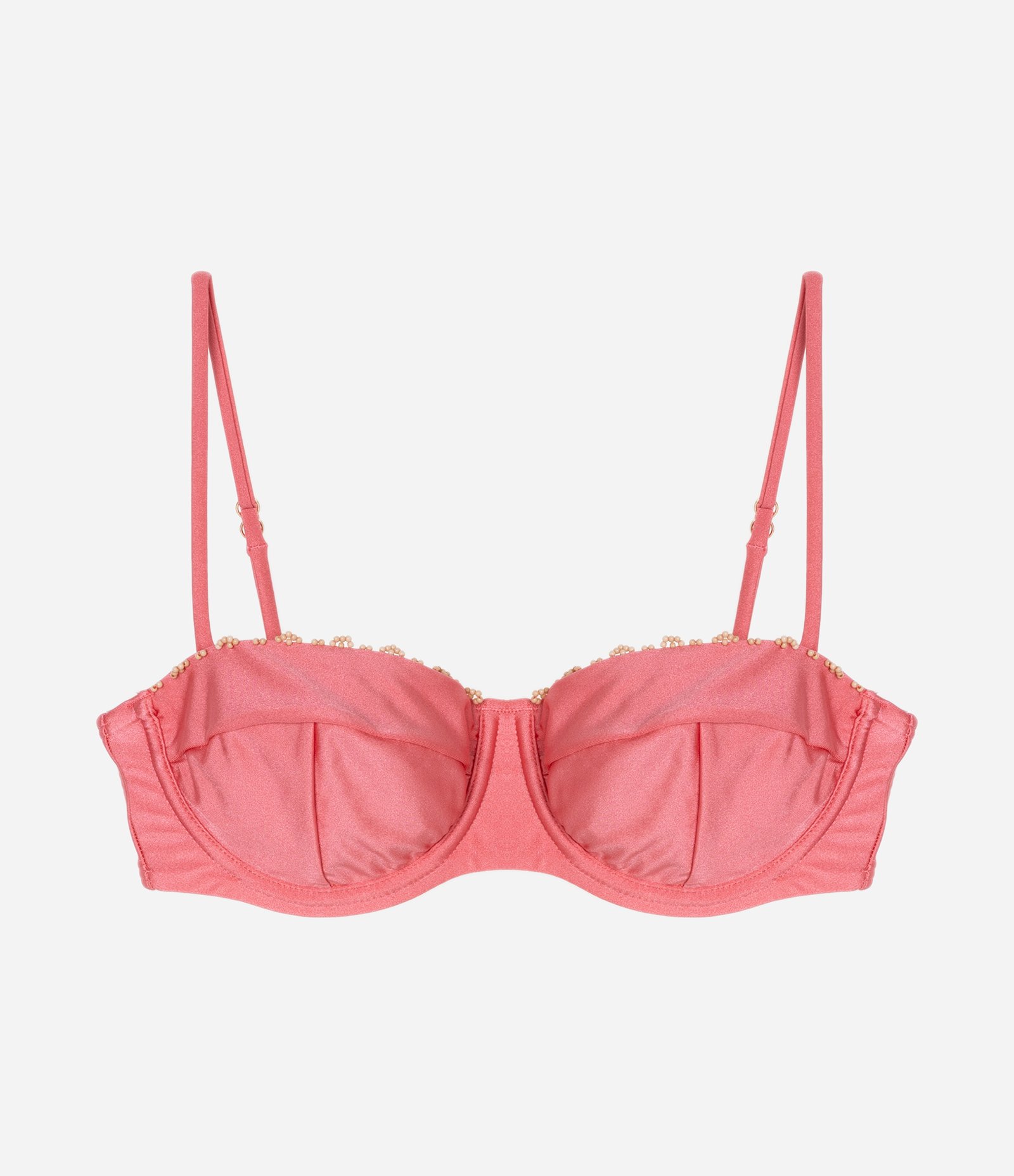 Biquíni Top Meia Taça em Microfibra Brilho com Aviamentos de Madeira Rosa 5
