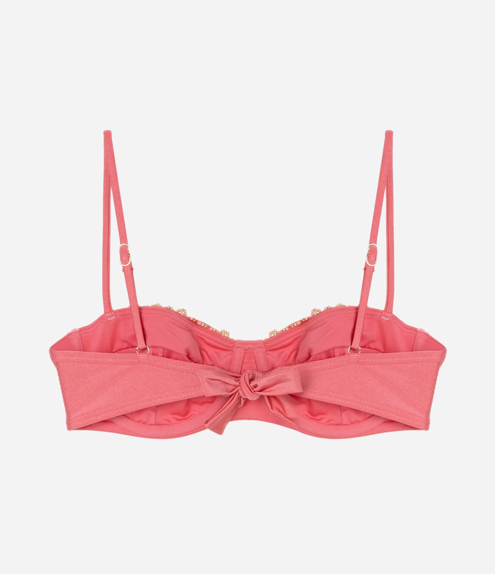 Biquíni Top Meia Taça em Microfibra Brilho com Aviamentos de Madeira Rosa 6