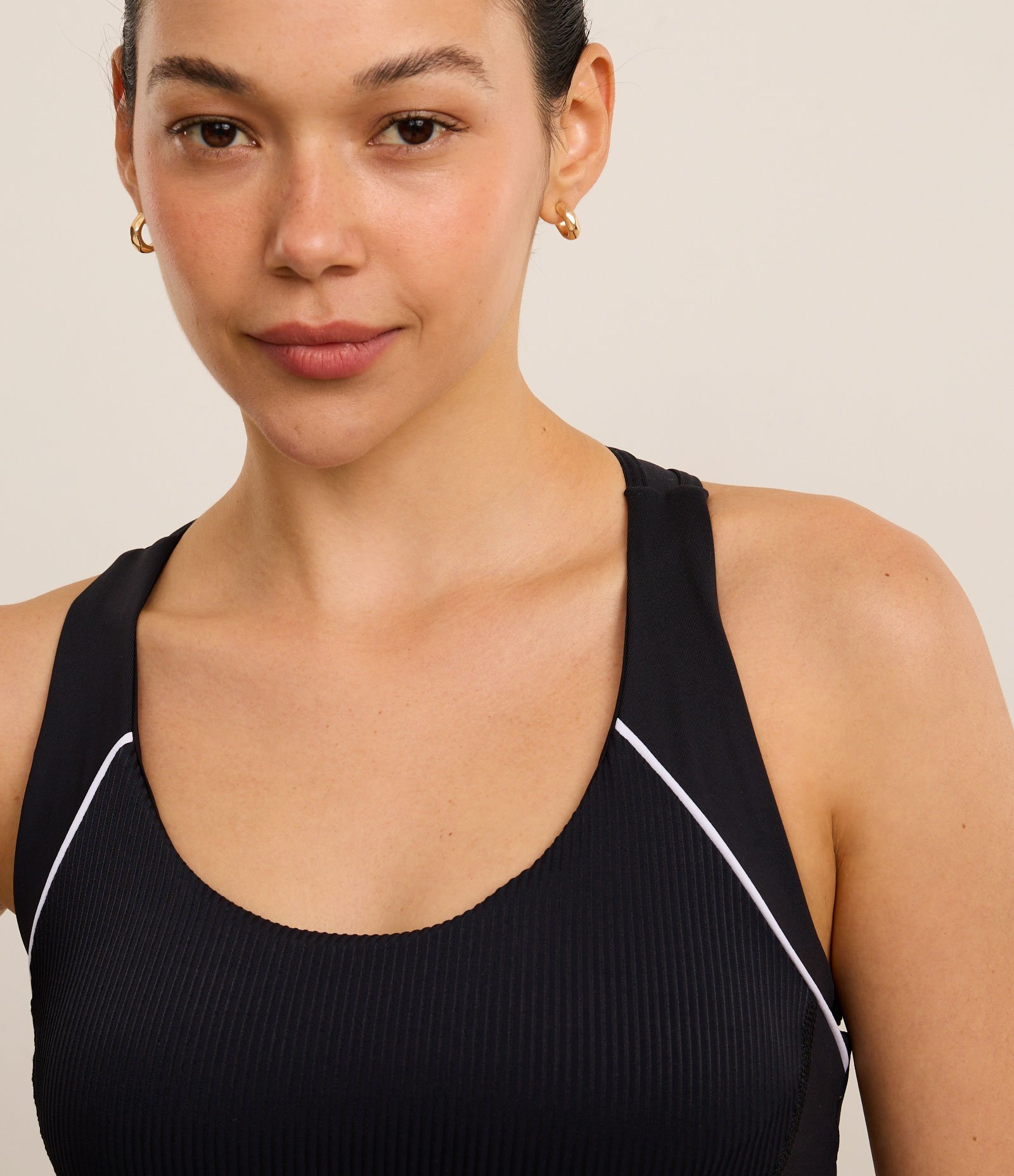 Top Nadador Esportivo em Microfibra com Friso Contrastante Preto 3