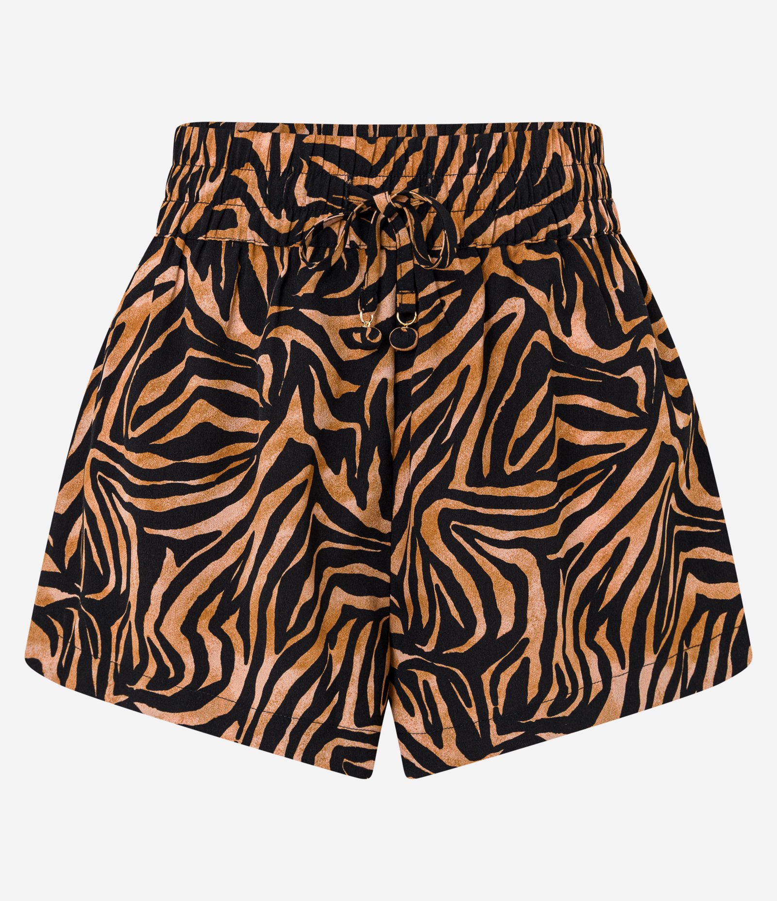 Saída de Praia Short em Chiffon com Estampa Animal Print Zebra Marrom 5
