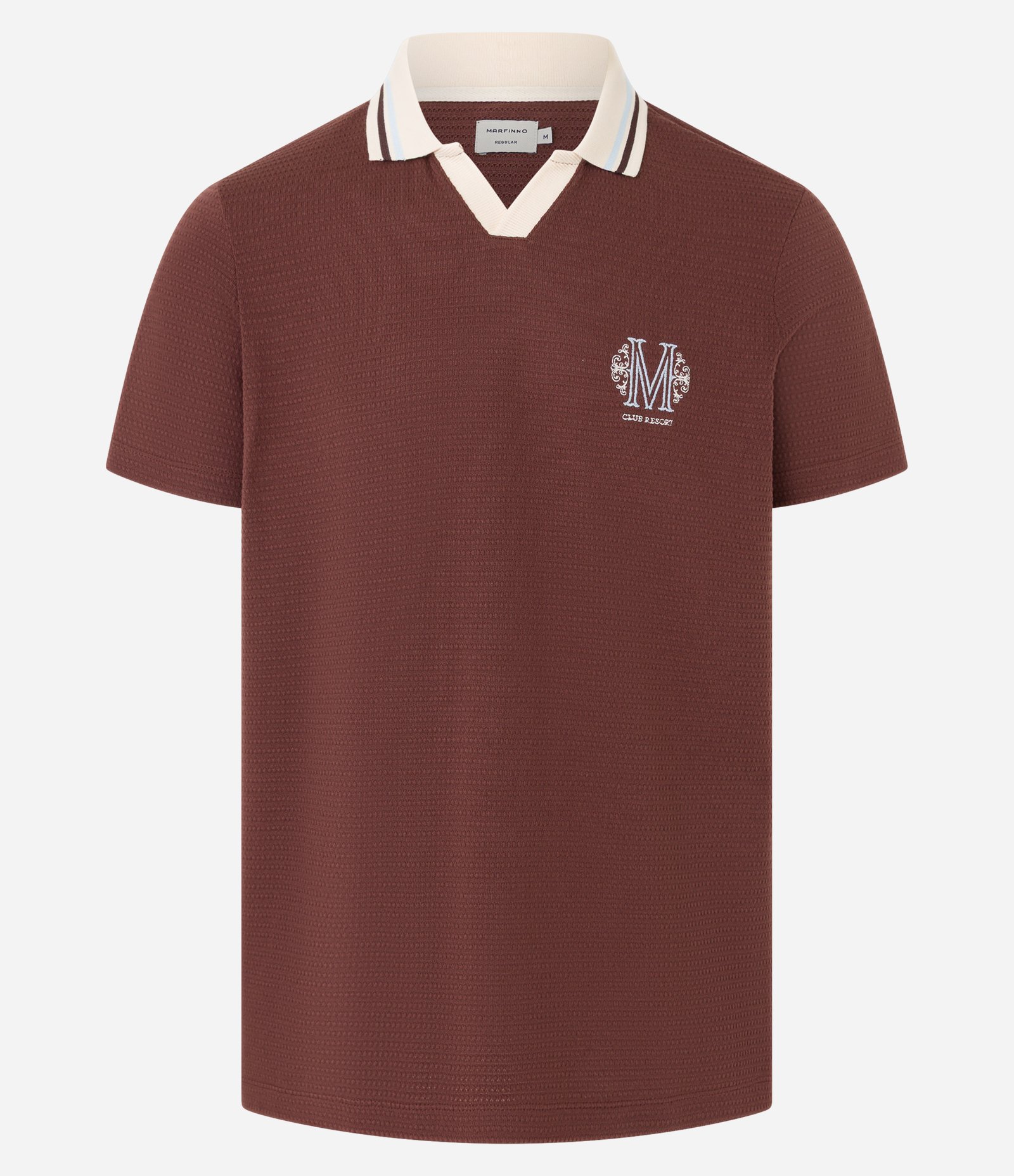 Camisa Polo em Algodão com Textura e Brasão Vintage Marrom 7